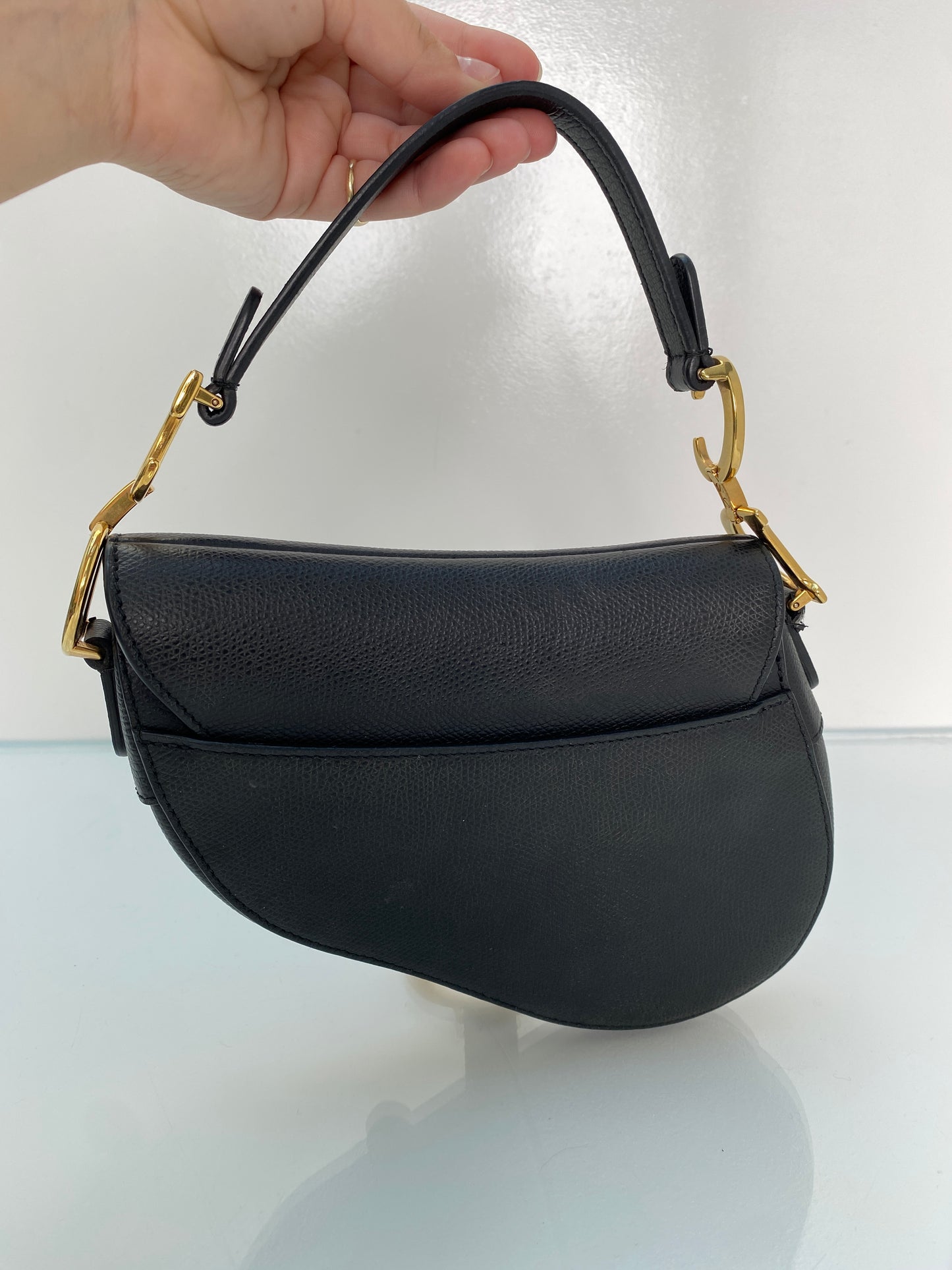Dior Black Mini Saddle Bag GHW