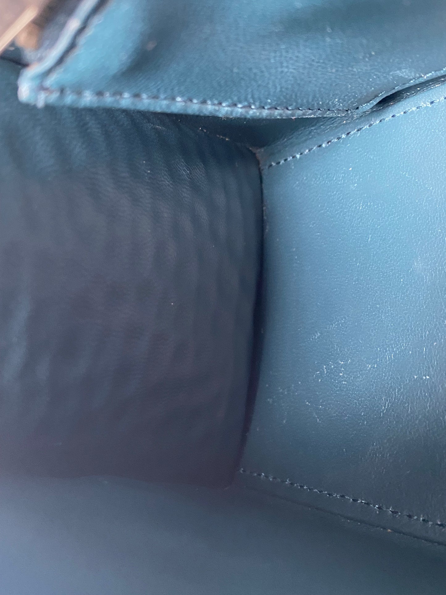 Balenciaga Teal Croc Embossed S Handle Hourglass Bag
