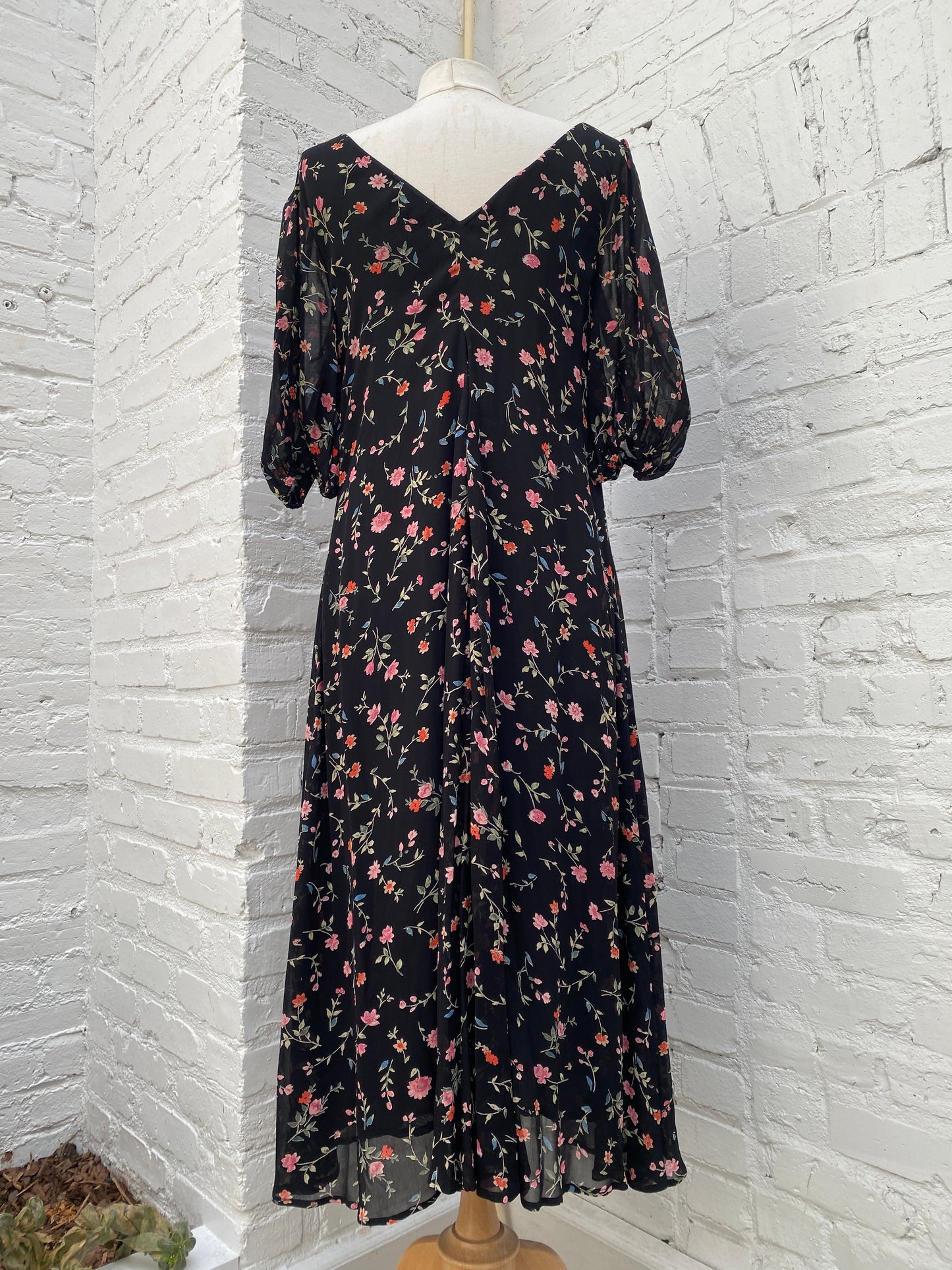 Ganni Black & Multicolor Floral Dress, 36