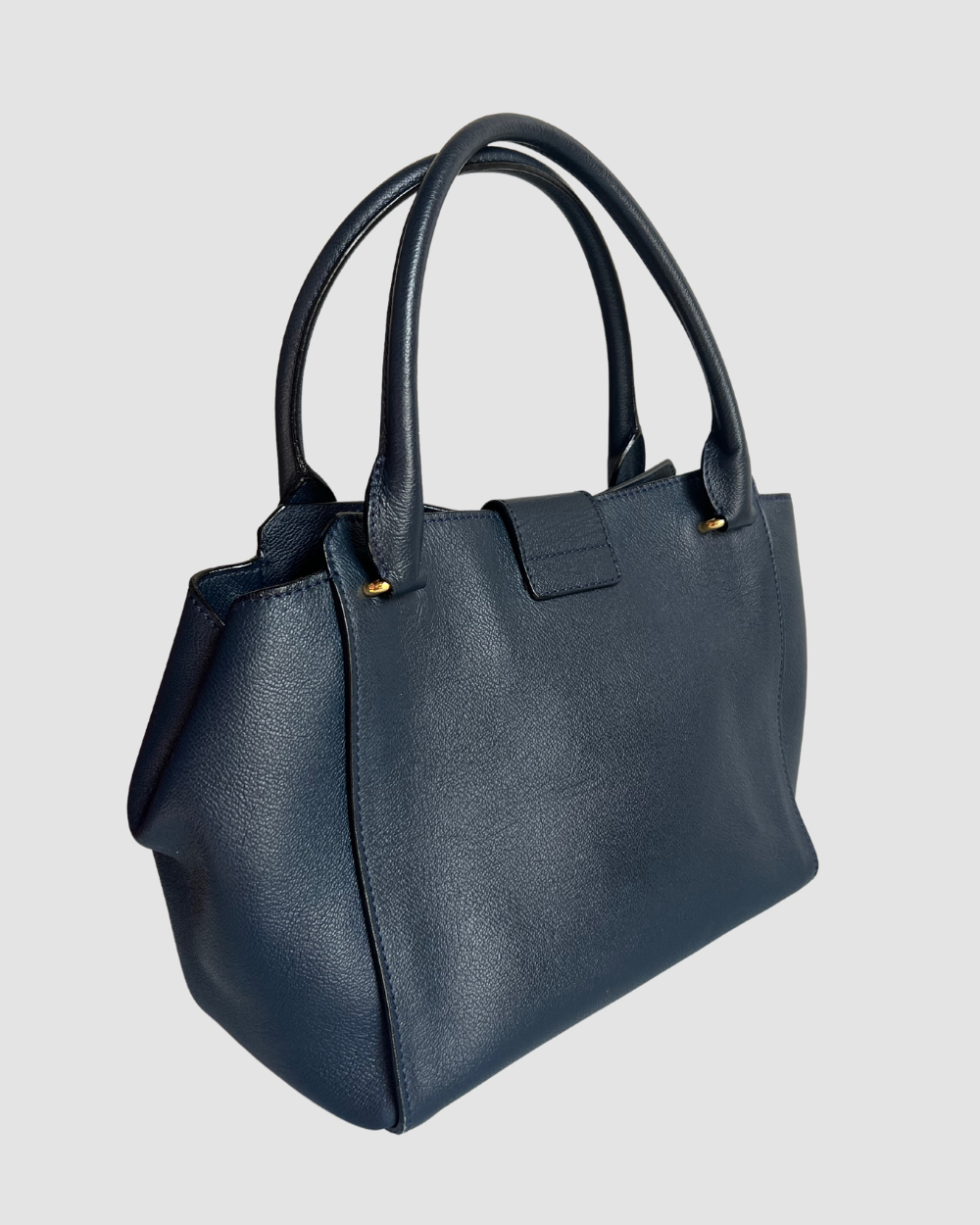 Burberry Navy Leather Buckle Tote Bag