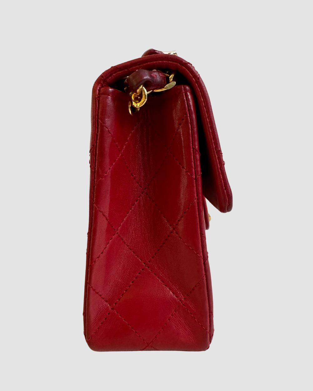 Chanel Vintage Mini Red Lambskin Square Flap Bag GHW