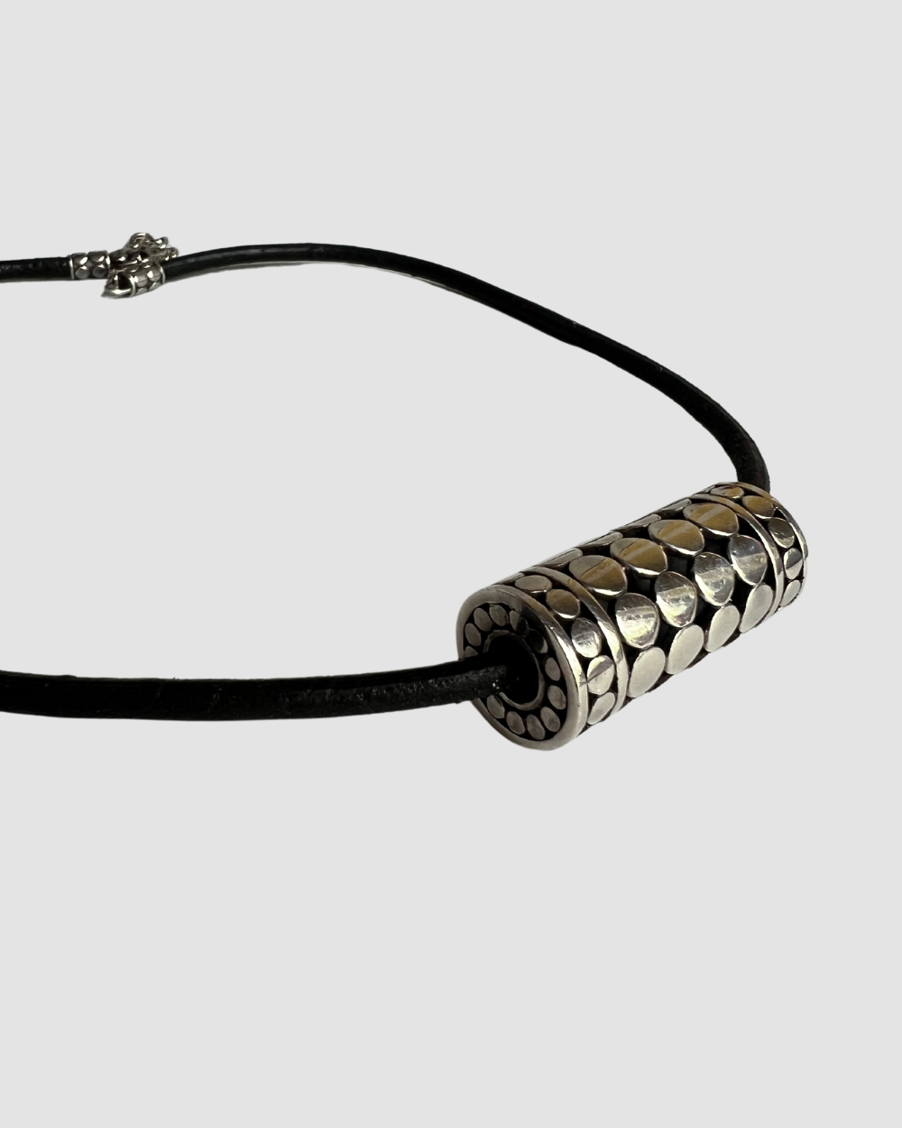 John Hardy Sterling Silver Dot Cylinder Leather Necklace