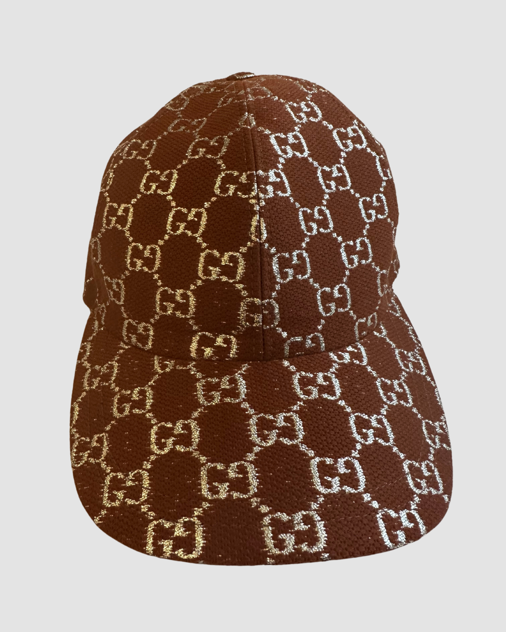 Gucci Burnt Orange & Silver Logo Baseball Hat