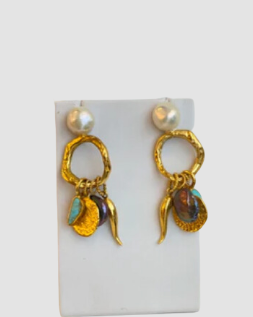 Pearl drop charm earrings