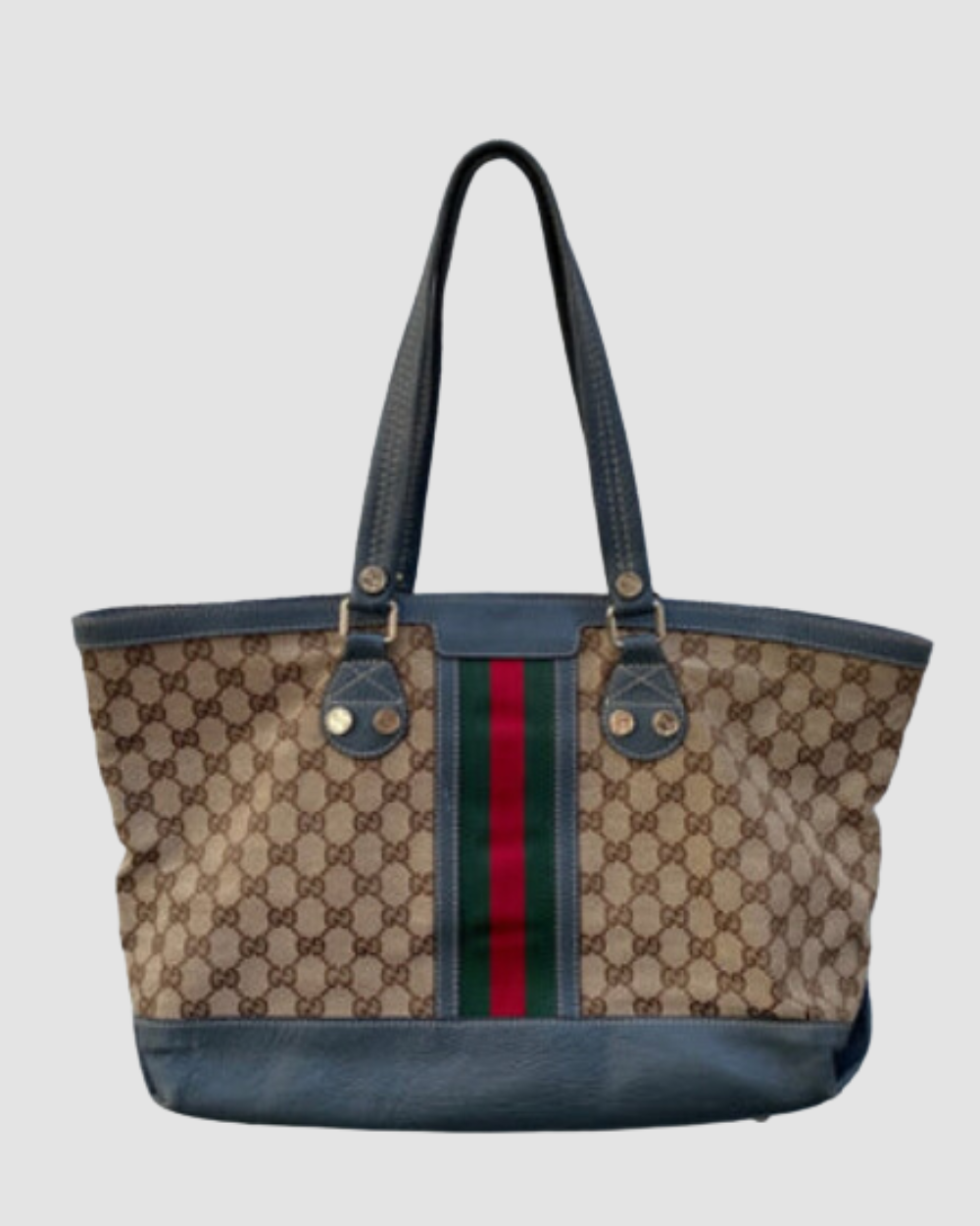Gucci Webb Tote with Grey Leather Trim