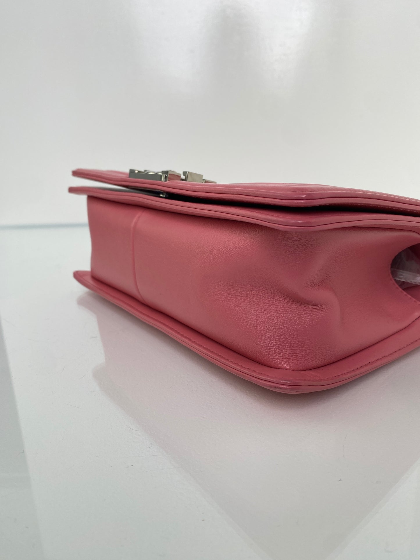 Chanel Boy Medium Pink Chevron Calfskin SHW