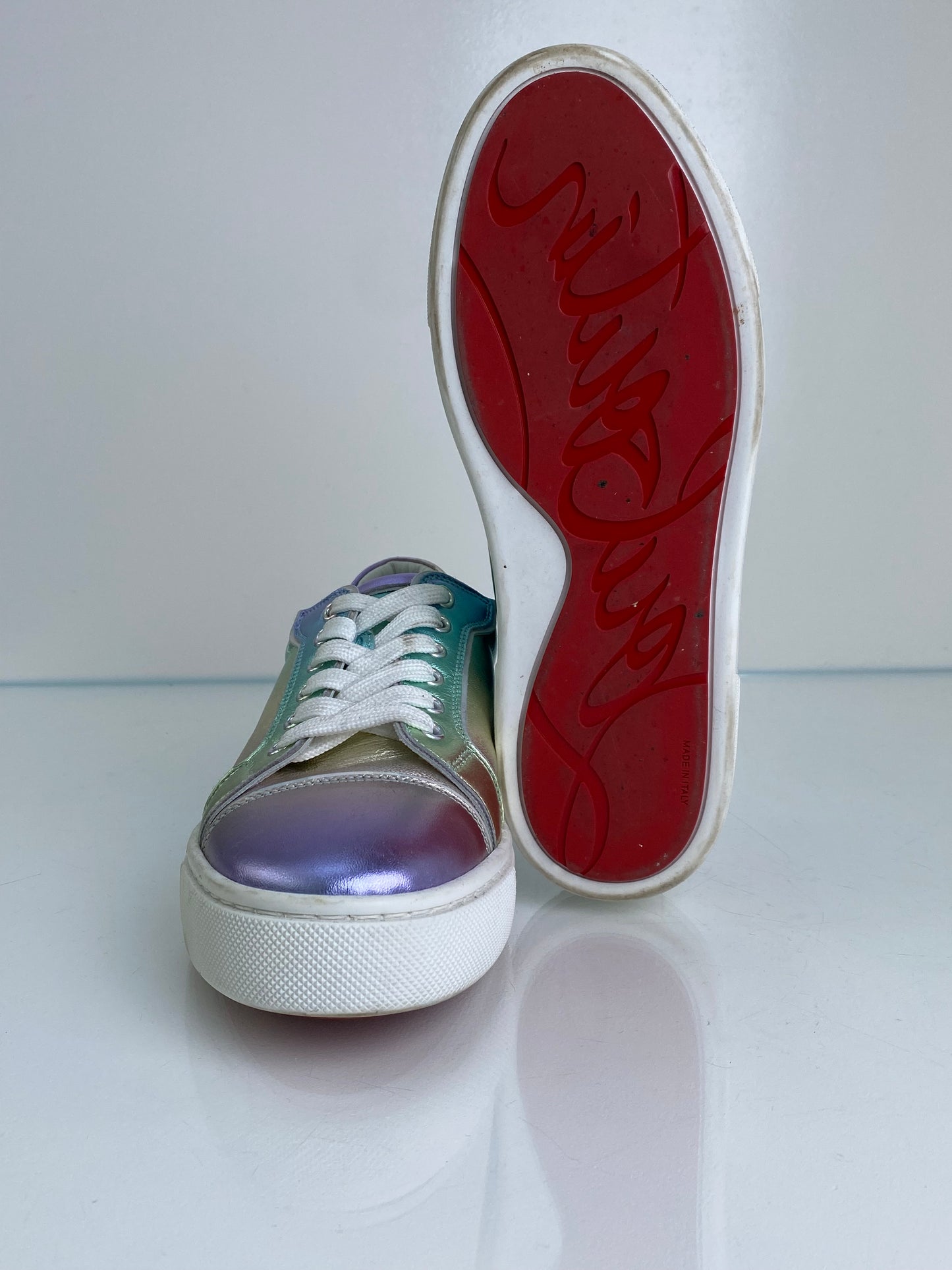 Christian Louboutin Green & Purple Metallic Vieririssima Sneakers, 39.5