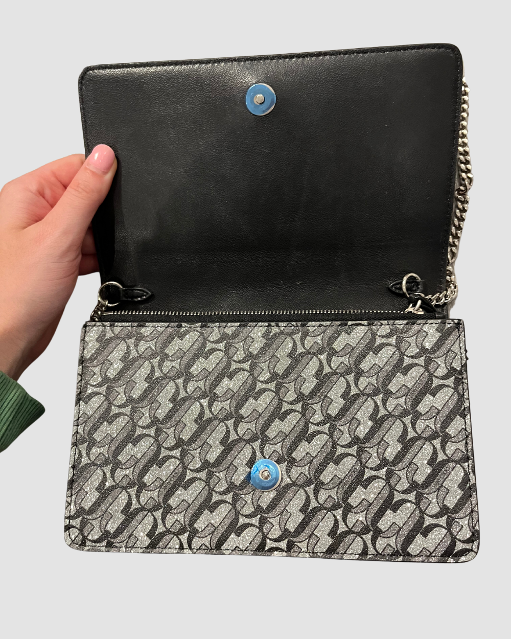 Jimmy Choo Palace JC Glitter Bag Silver Black