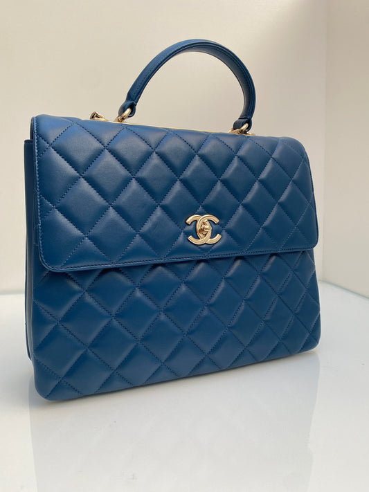 Chanel Blue Lambskin Leather Trendy GHW