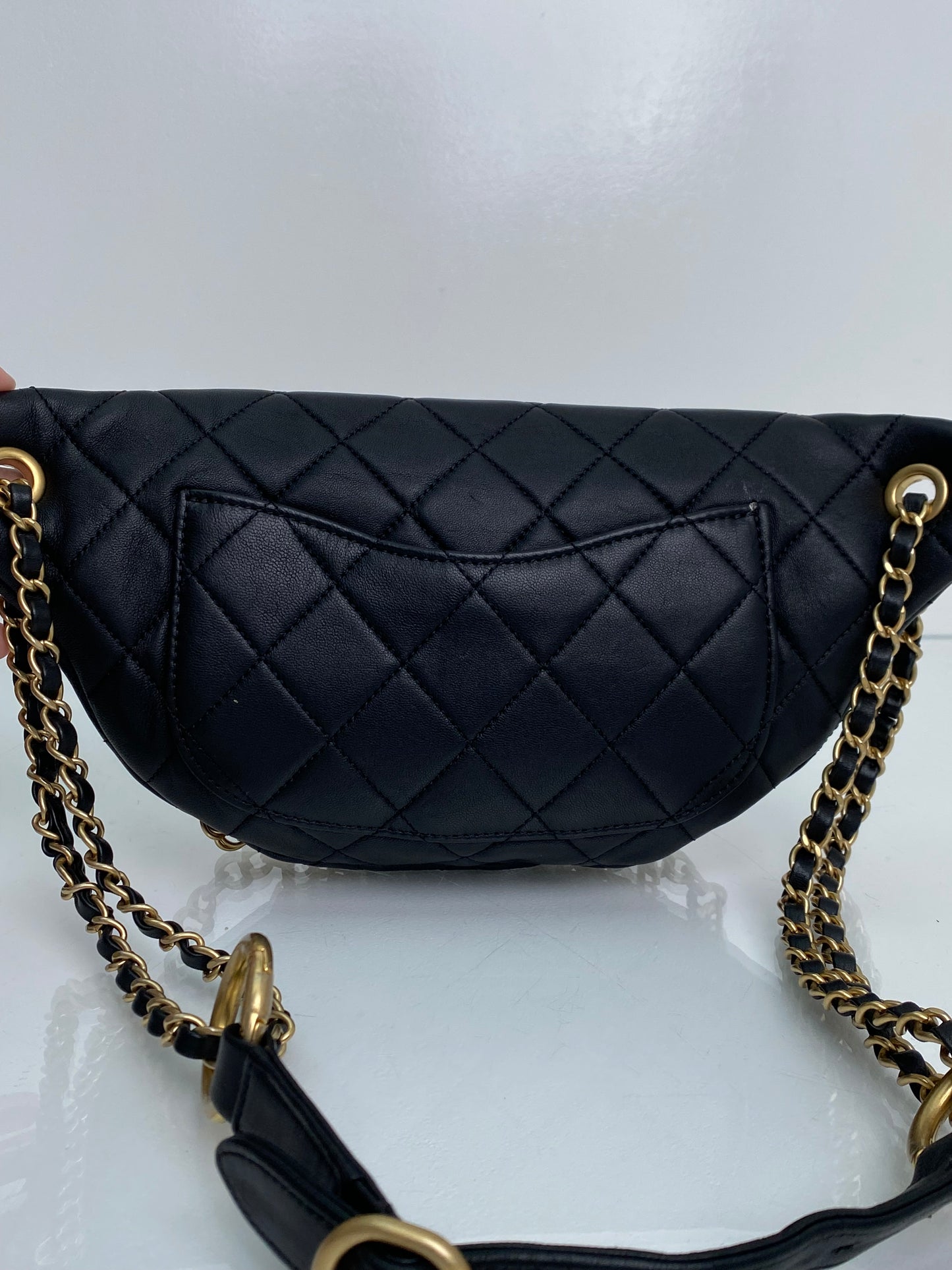Chanel All About Chains Black Leather Bum Bag