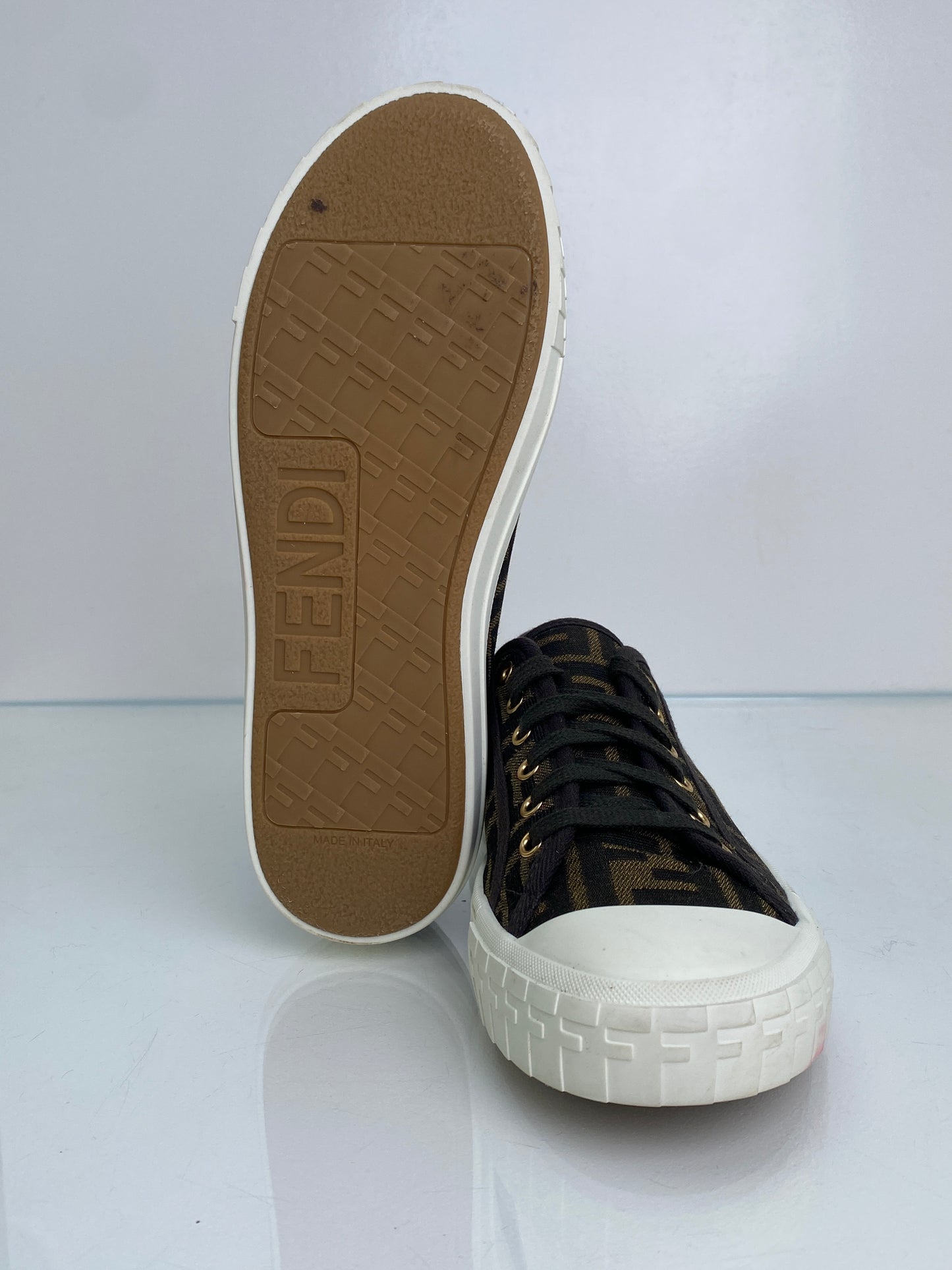 Fendi FF Logo Brown Sneakers, 39