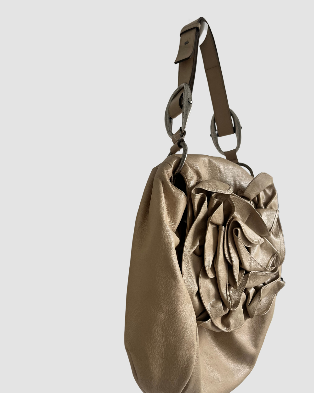 Saint Laurent Cream Floral Shoulder Bag