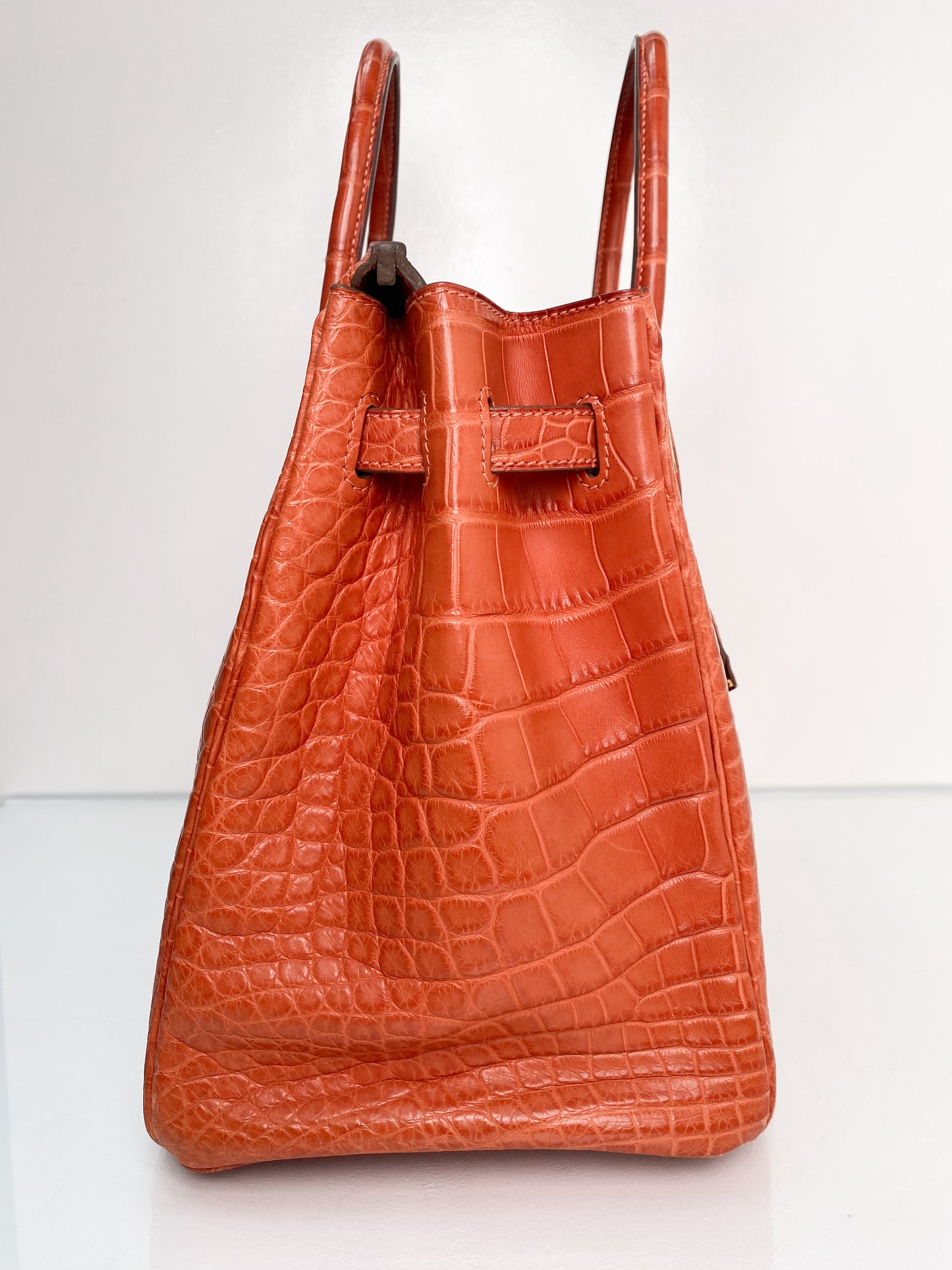 Hermes Birkin 35 Orange Matte Niloticus Croc GHW #O