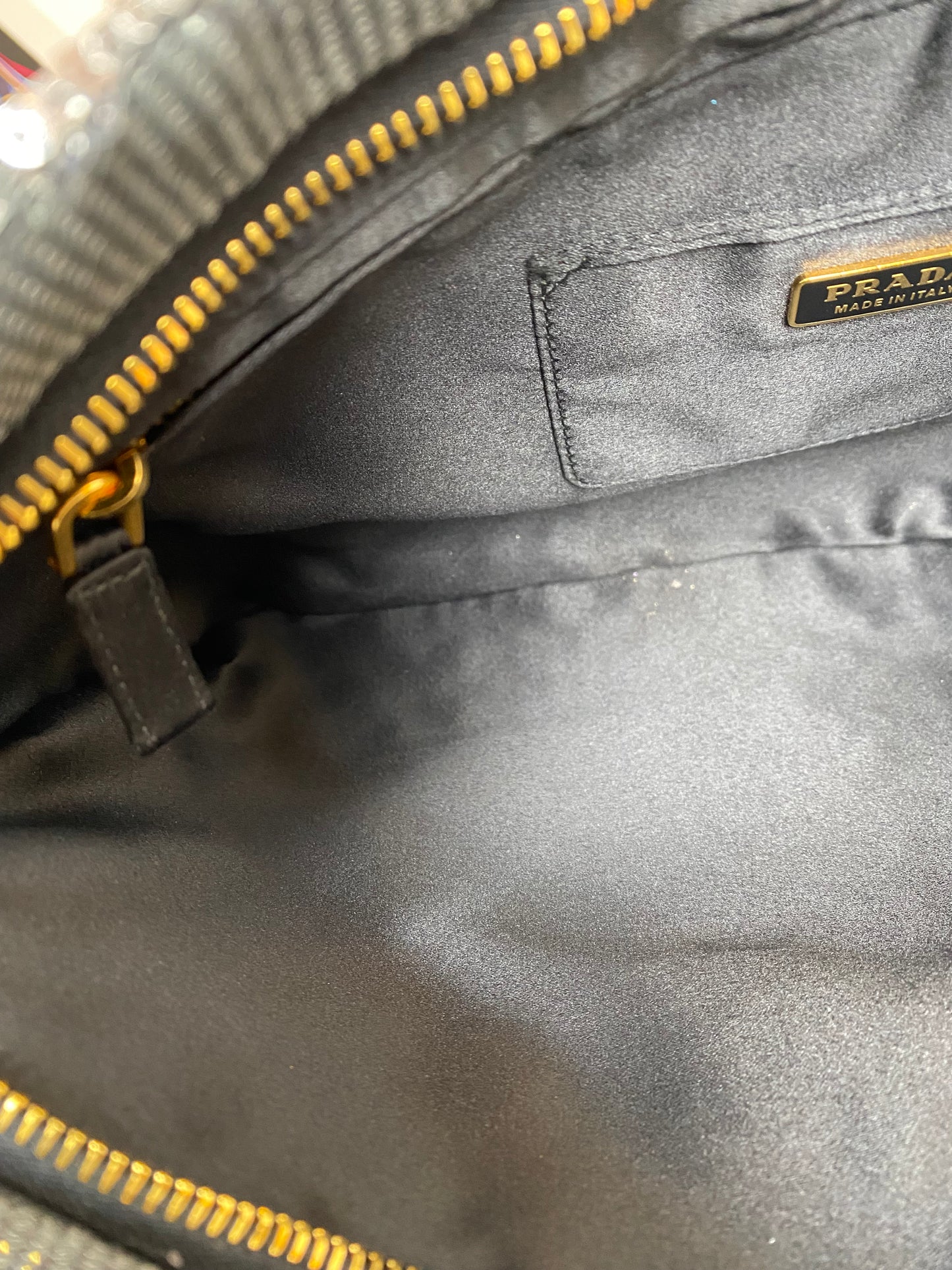 Prada Black & Silver Ombré Sequin Clutch GHW