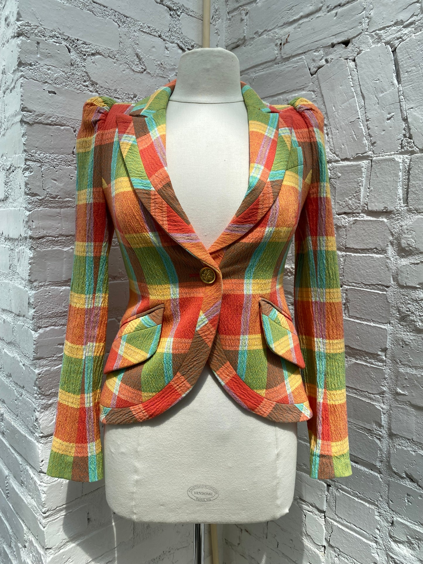Smythe Orange & Green Plaid Blazer, 2