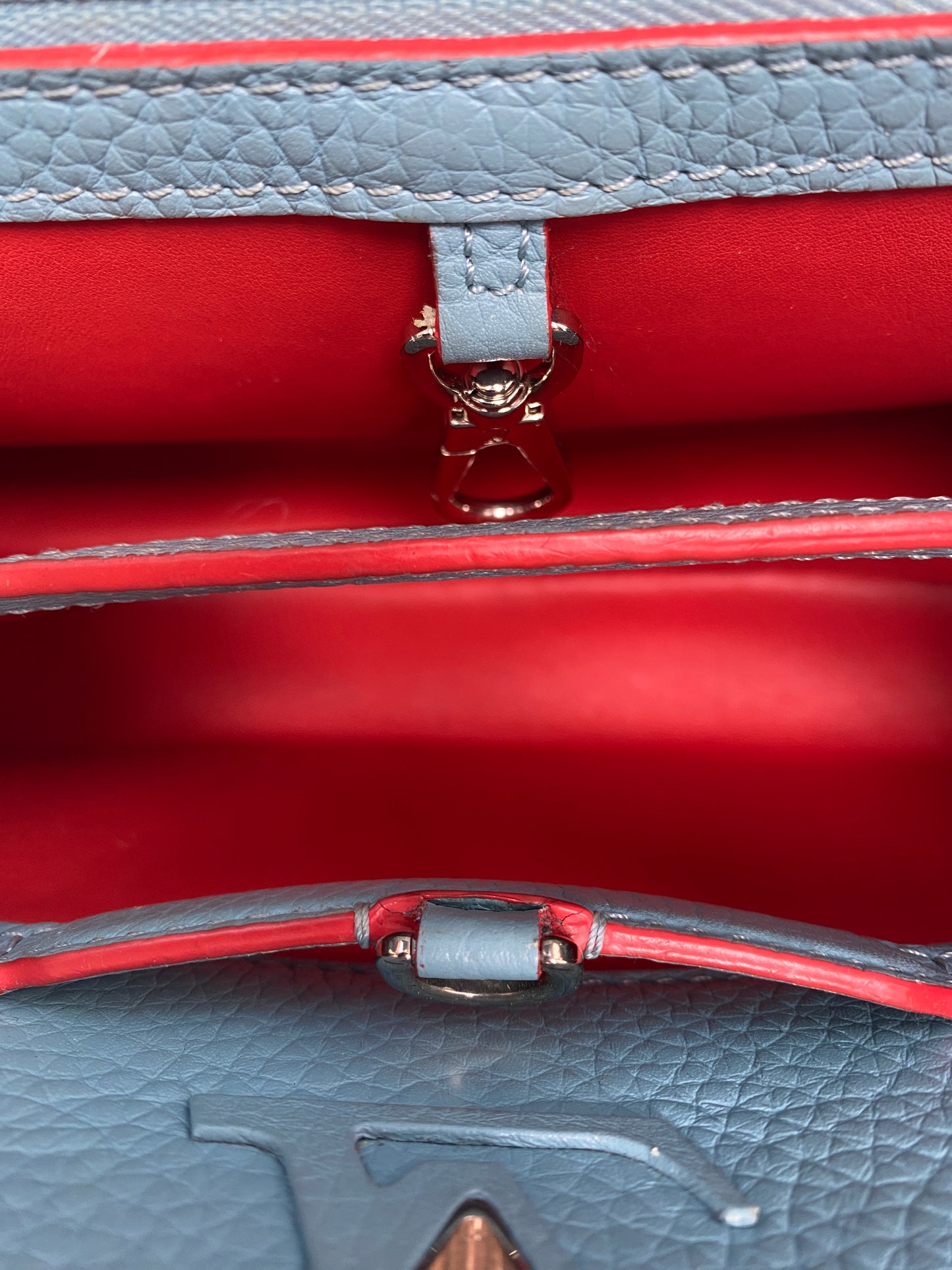 Louis Vuitton Blue & Coral Capucine MM Bag SHW