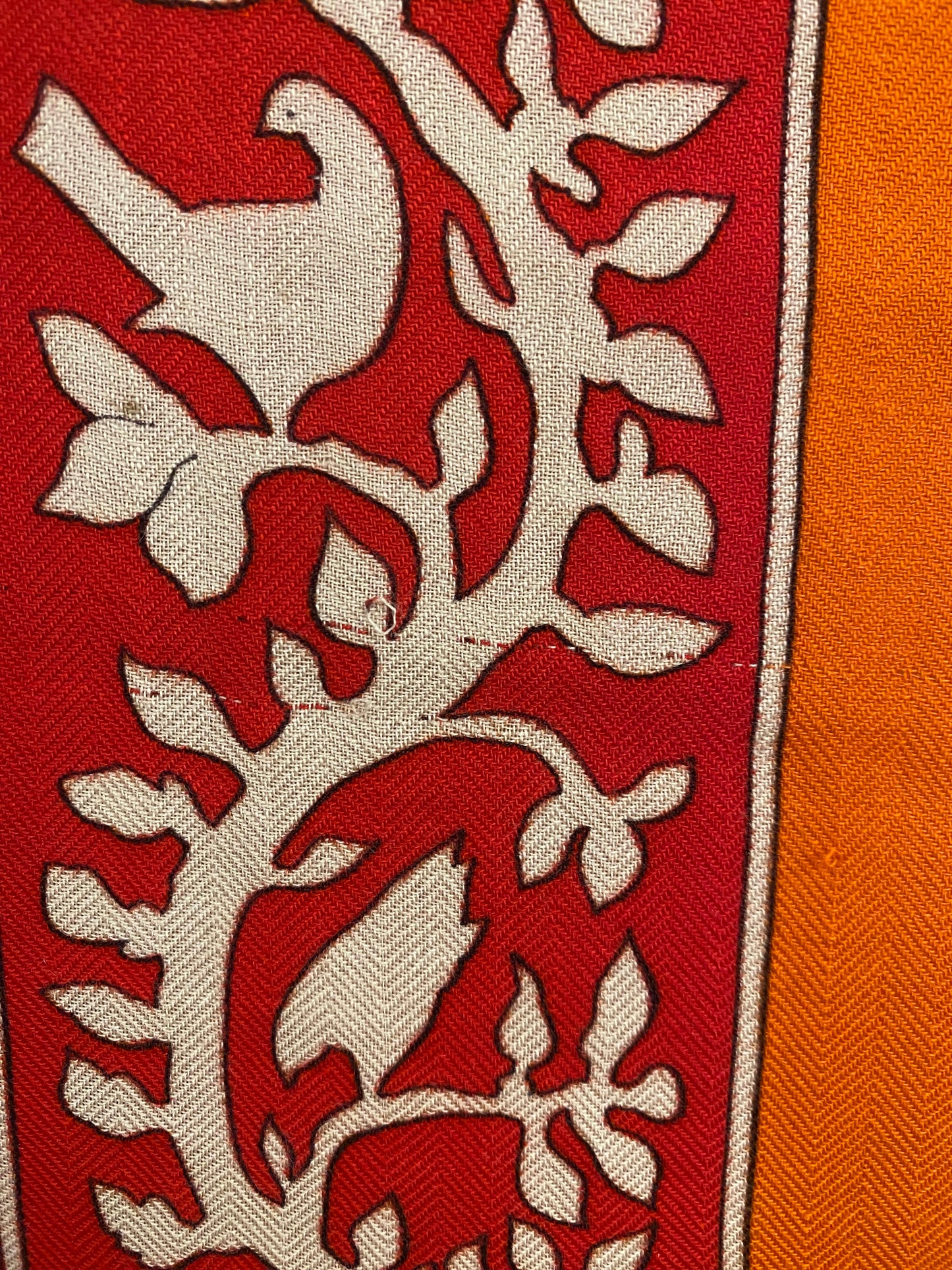 Hermes Vintage Red & Orange 'Early America' Chasmere & Silk Scarf (As Is)