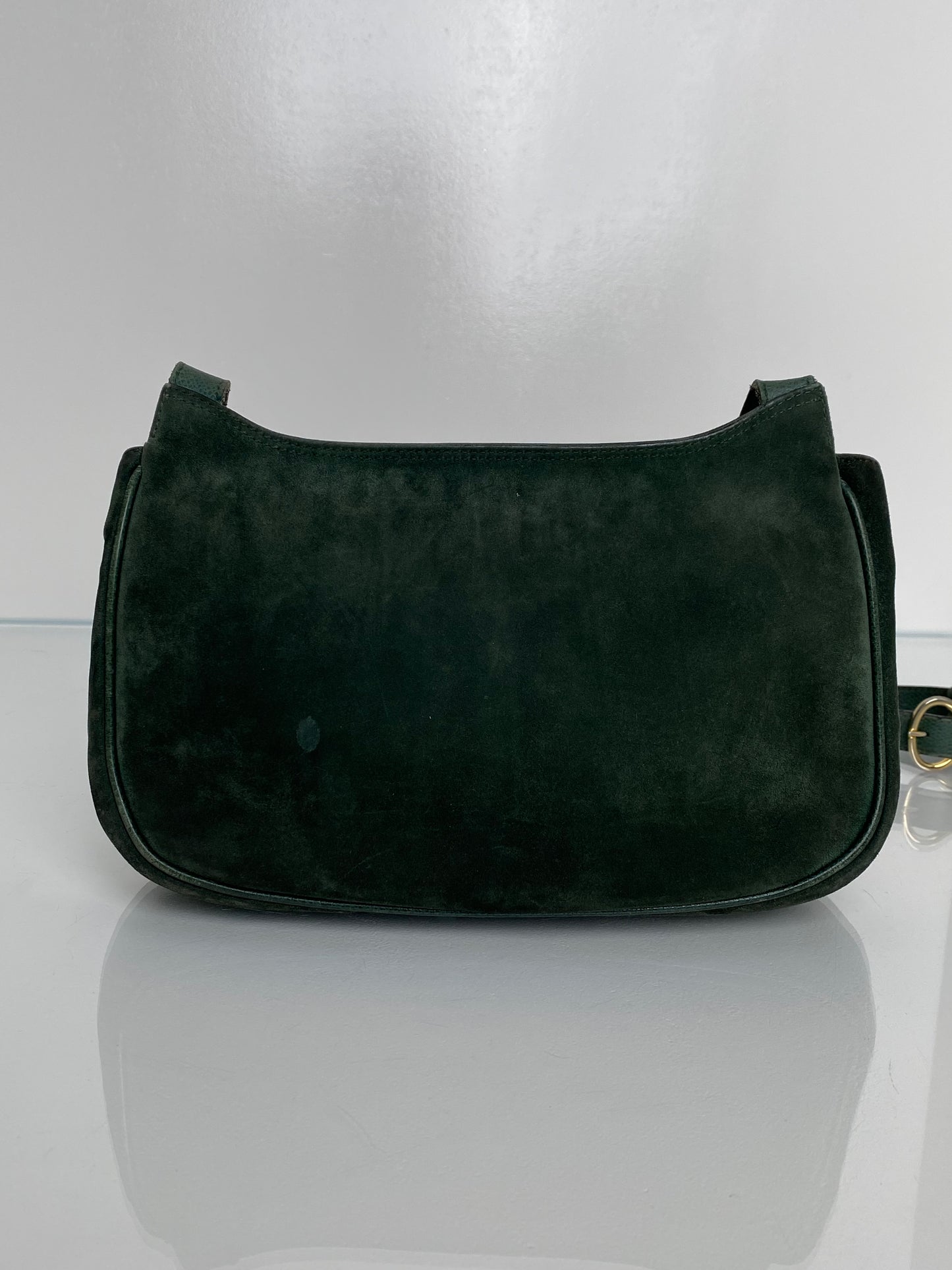 Ferragamo Vintage Green Velvet Crossbody Bag GHW