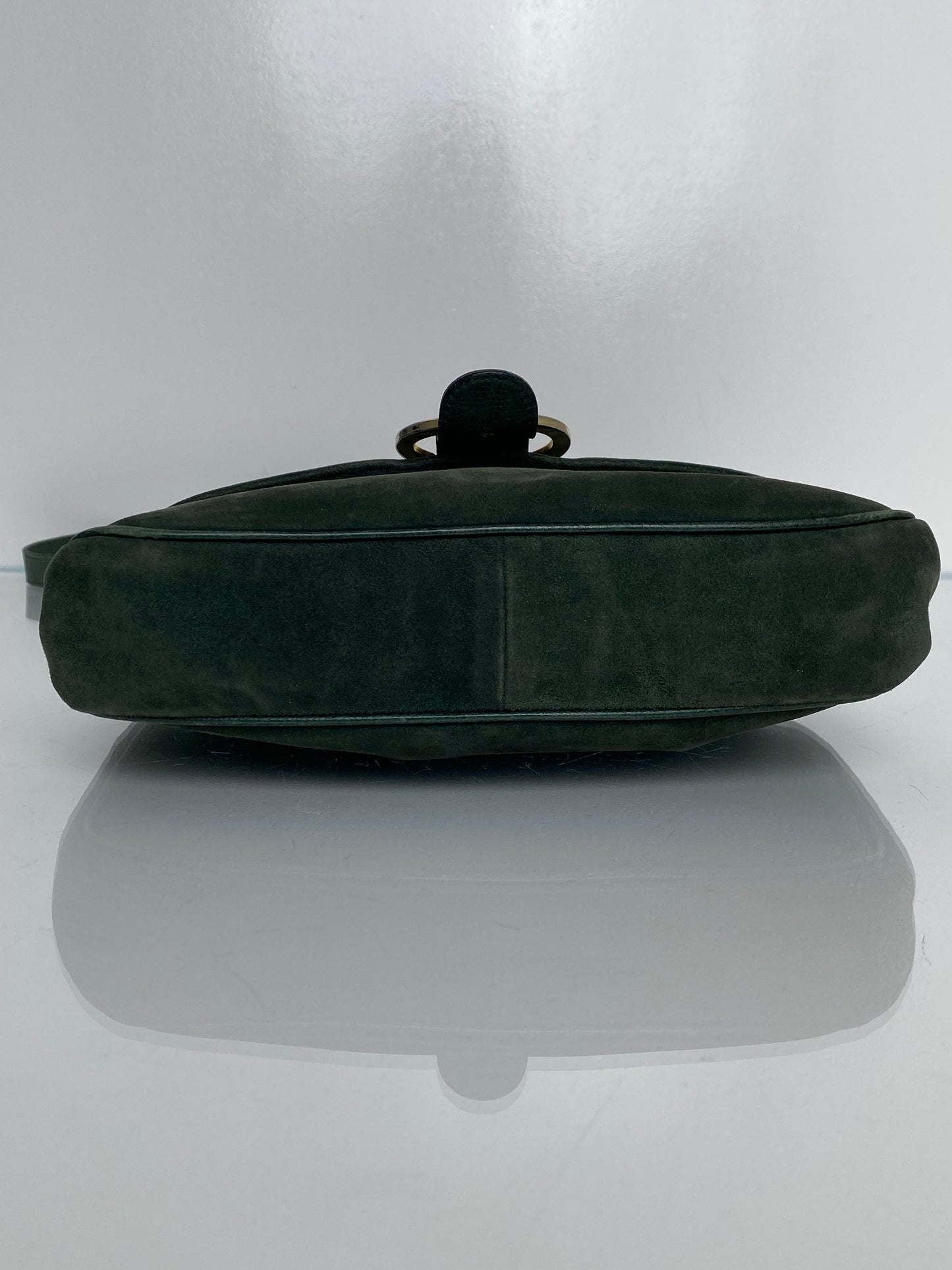 Ferragamo Vintage Green Velvet Crossbody Bag GHW