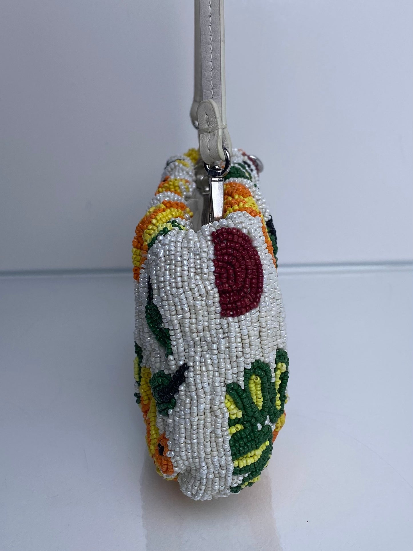 Staud White & Multicolor Beaded Fruit Bag SHW