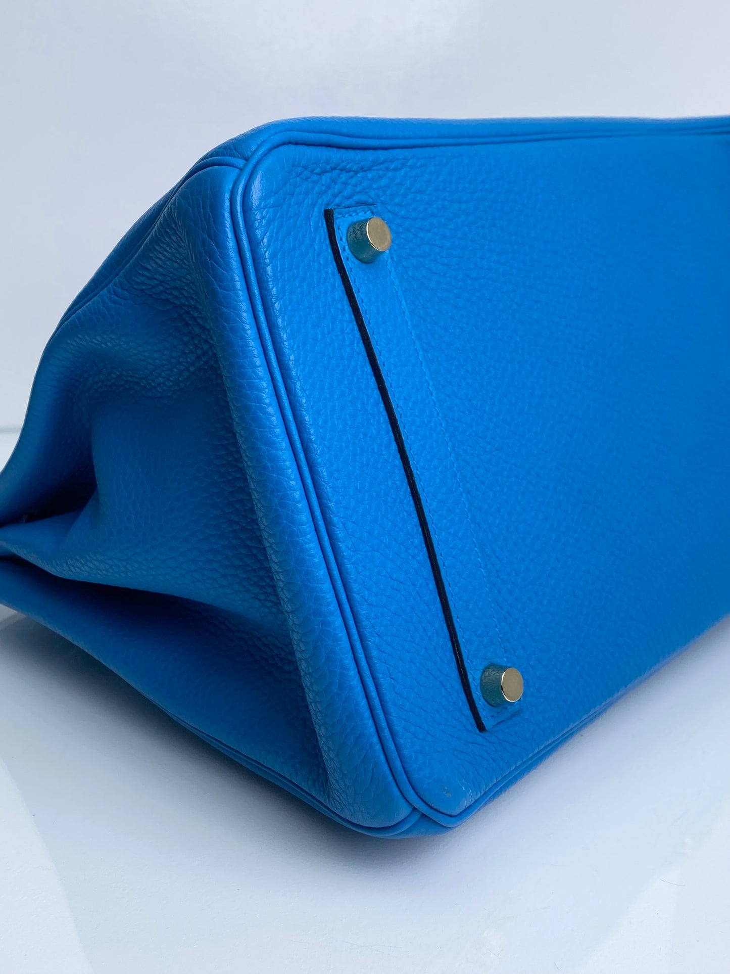 Hermes Birkin 35 Bleu Zanzibar Clemence GHW #A