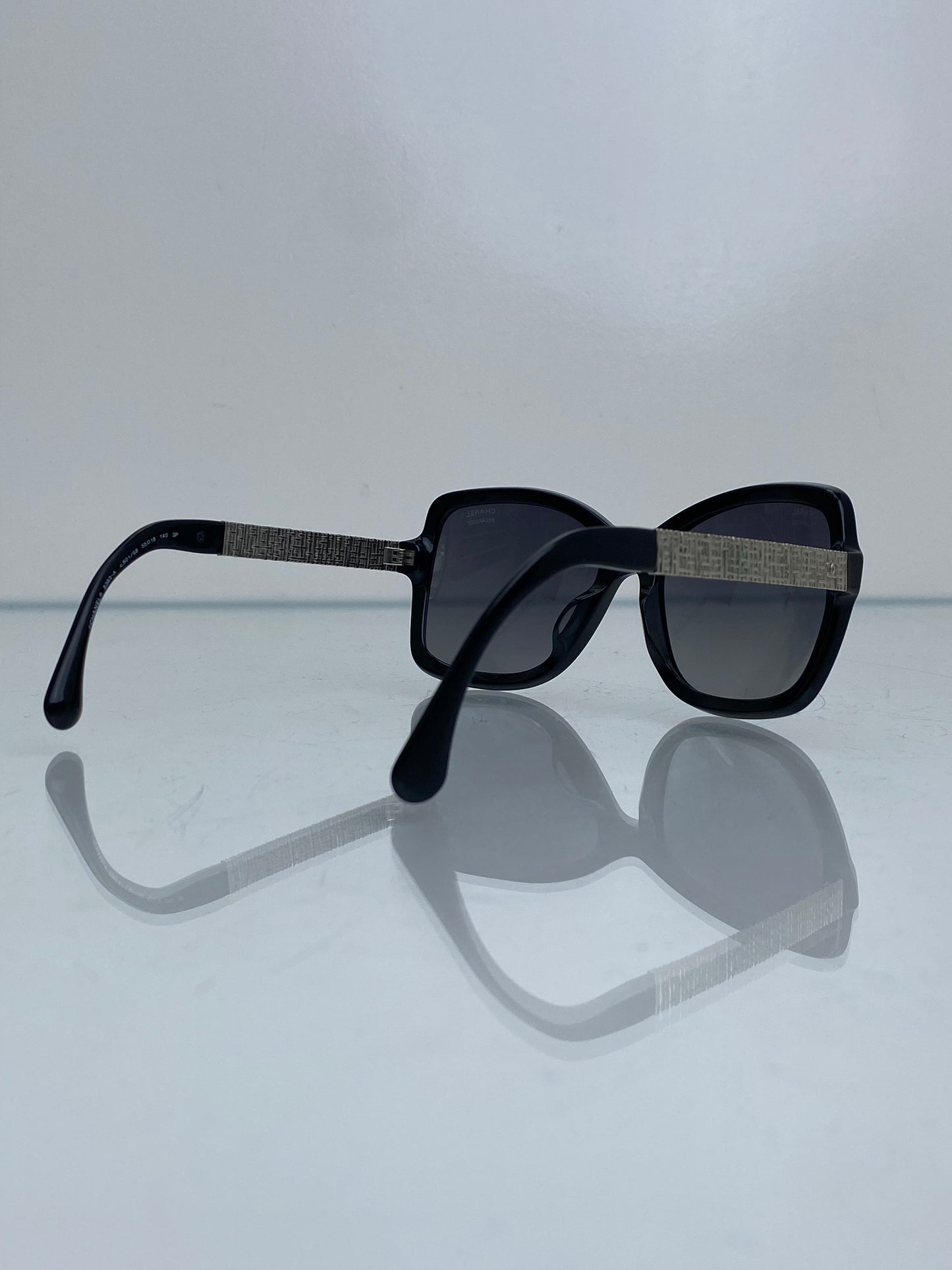 Chanel Black & Silver Tweed Oversized Sunglasses