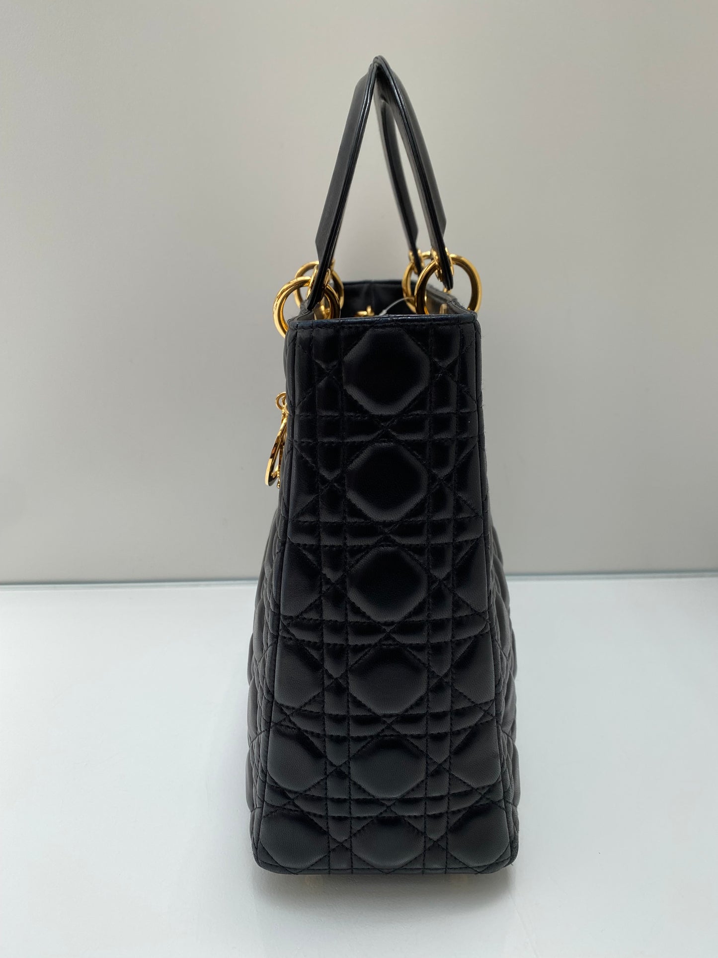 Dior Black Cannage Lambskin Large Lady Dior Bag GHW