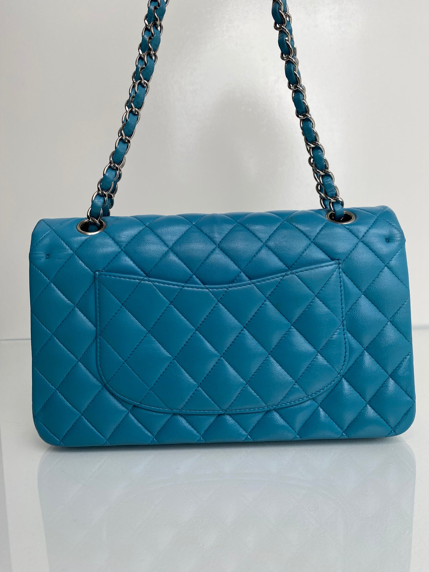 Chanel Classic Double Flap Turquoise Lambskin Bag SHW