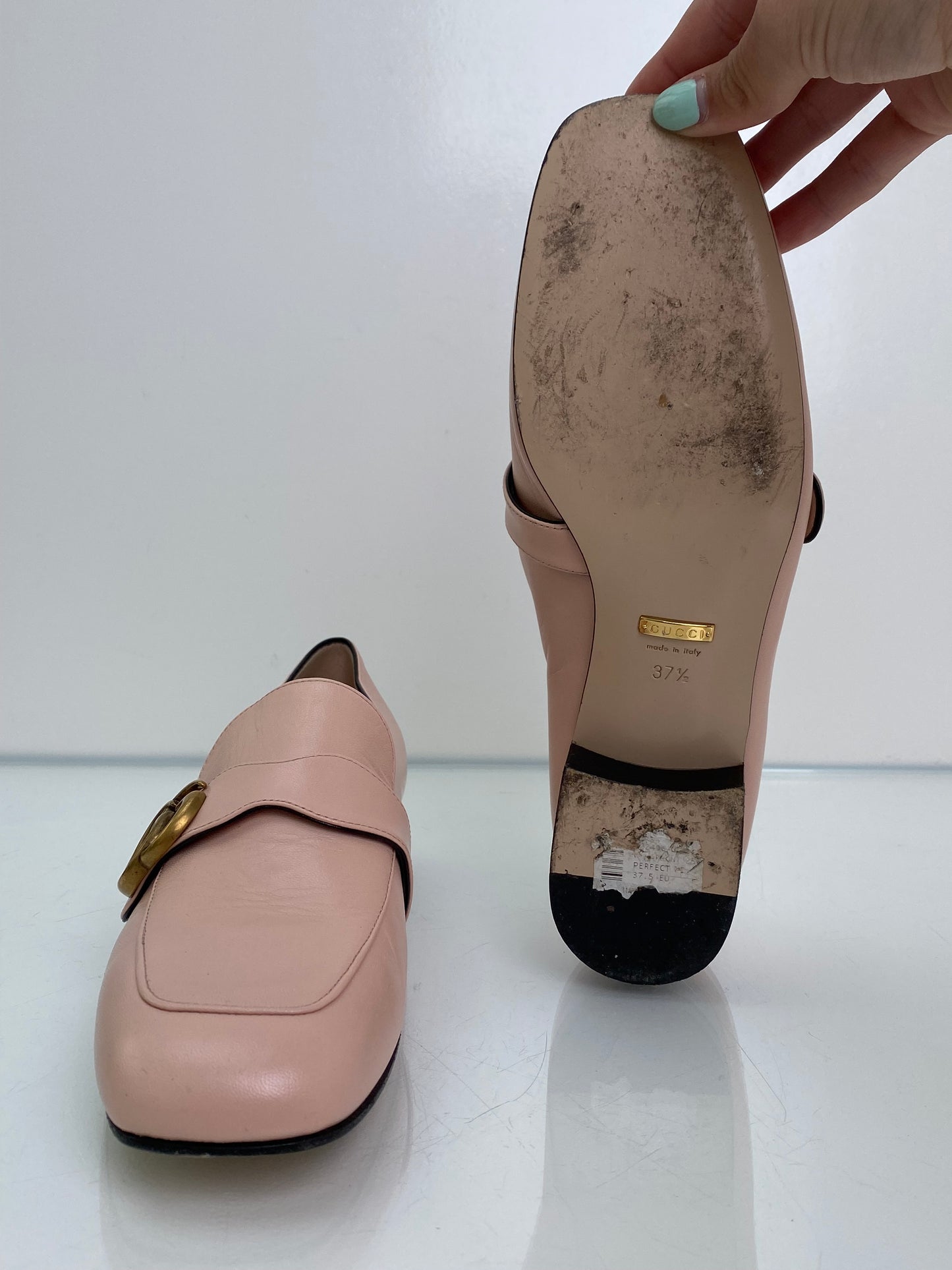 Gucci Light Pink Marmont Loafers, 37.5