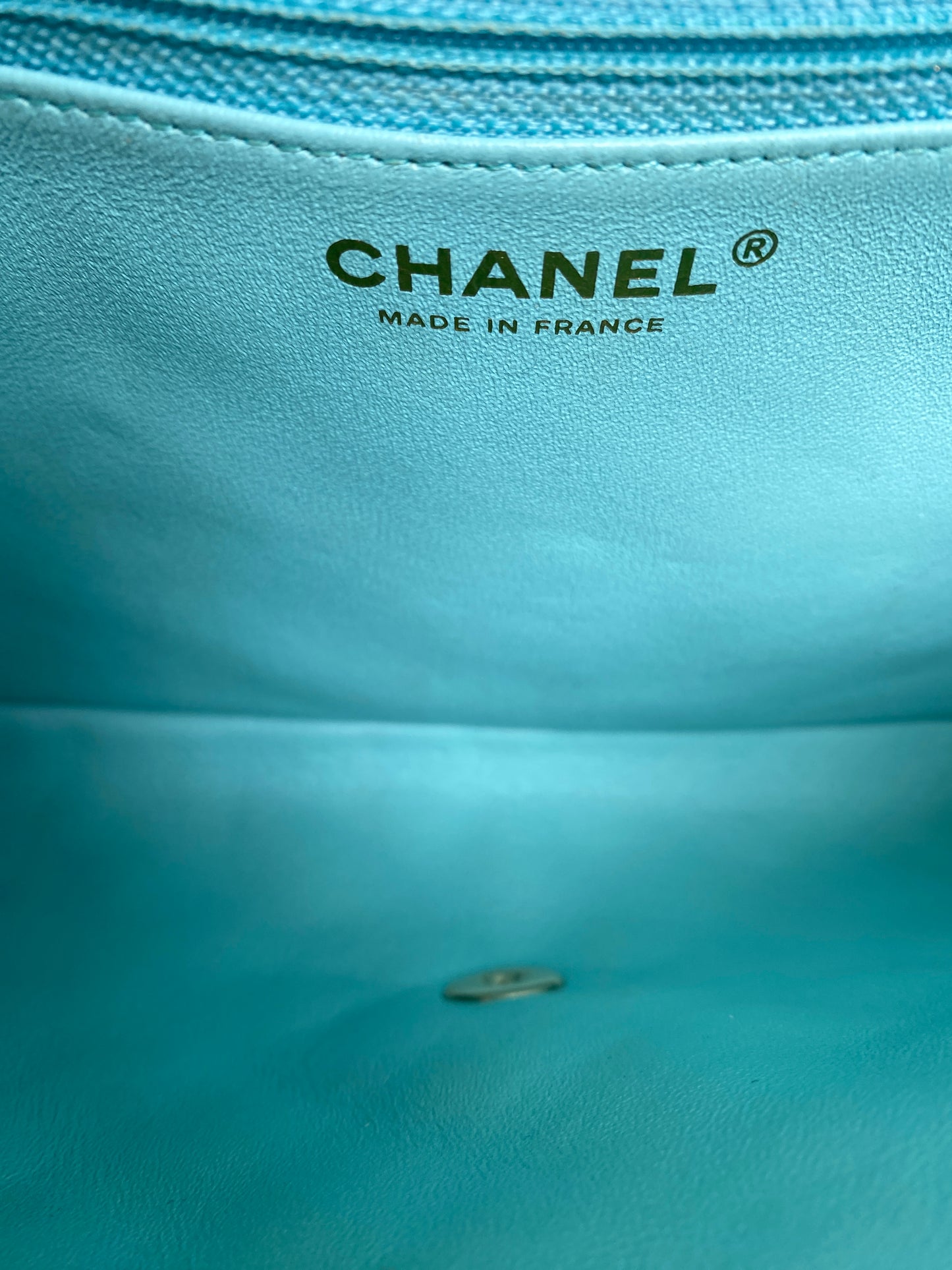 Chanel Light Blue Caviar Quilted Clutch LGHW