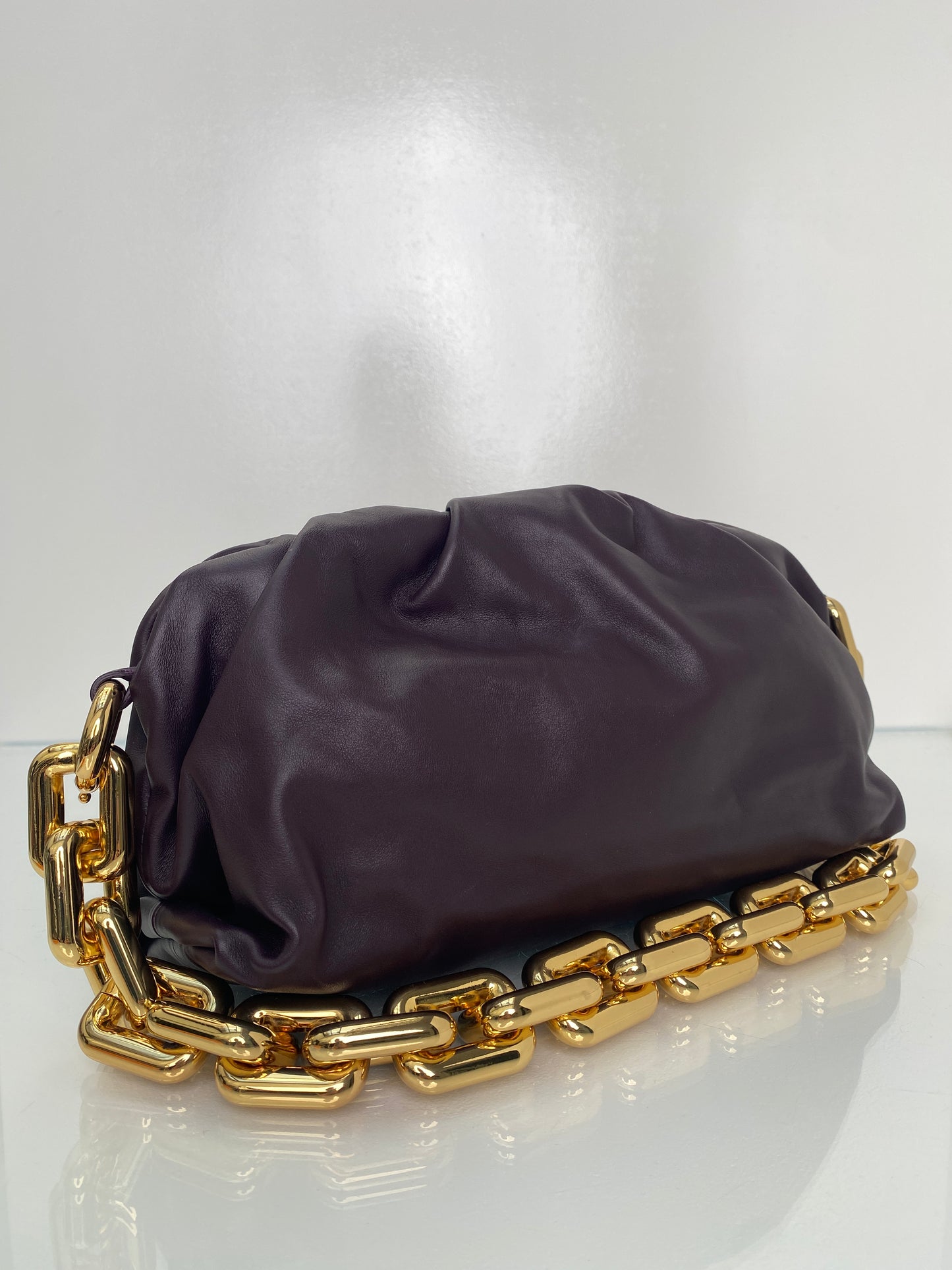 Bottega Veneta Eggplant Nappa Chain Bag GHW