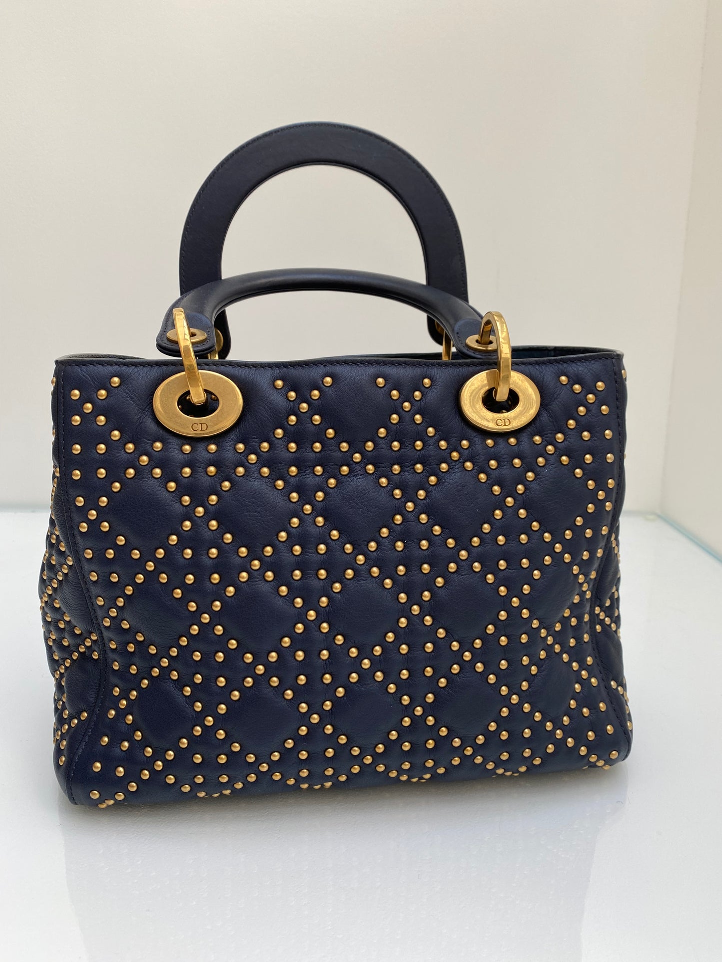 Christian Dior Navy Lady Dior Cannage Bag