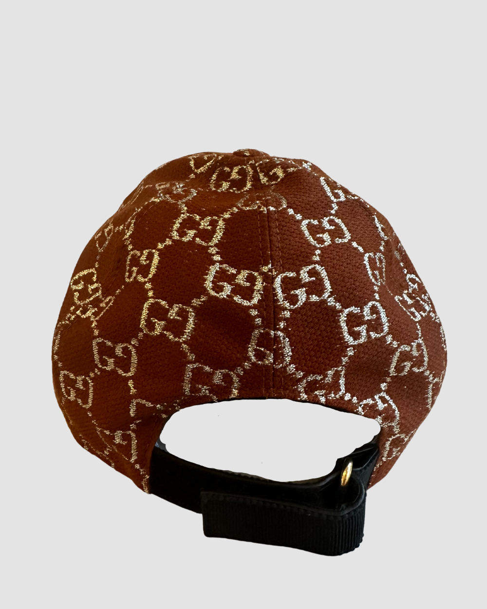 Gucci Burnt Orange & Silver Logo Baseball Hat