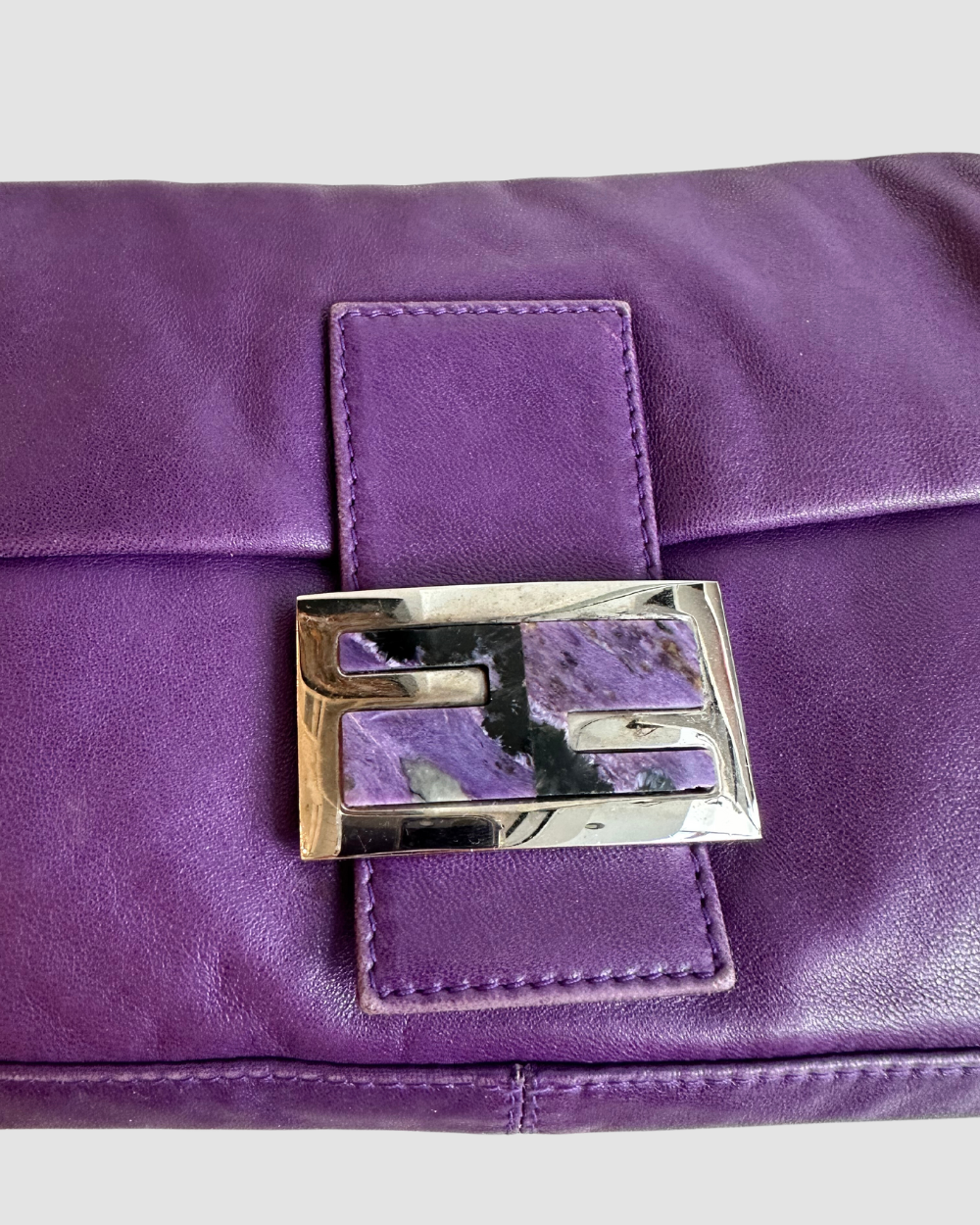 Fendi Purple Leather Baguette Bag