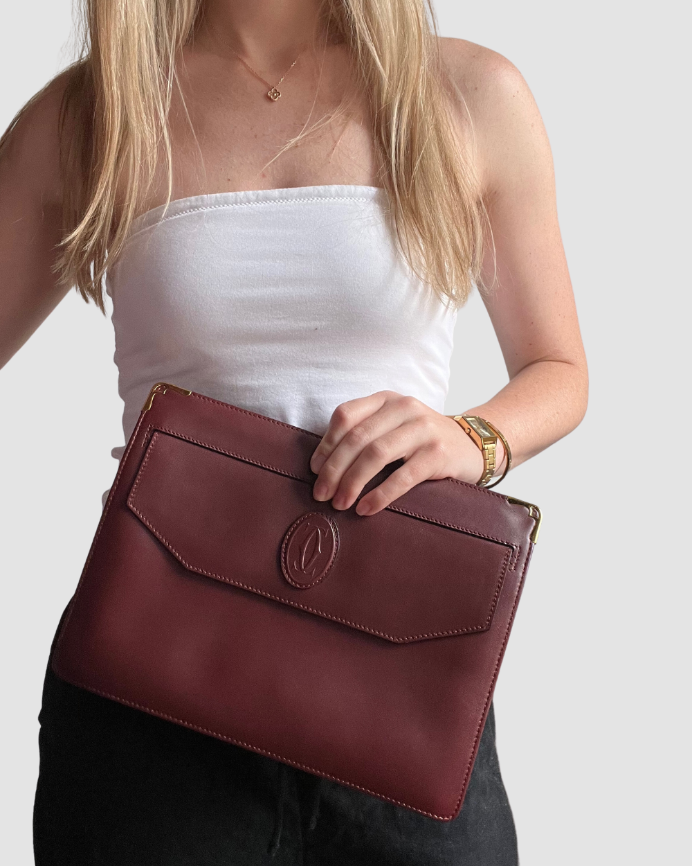 Cartier Vintage Burgundy Leather Clutch