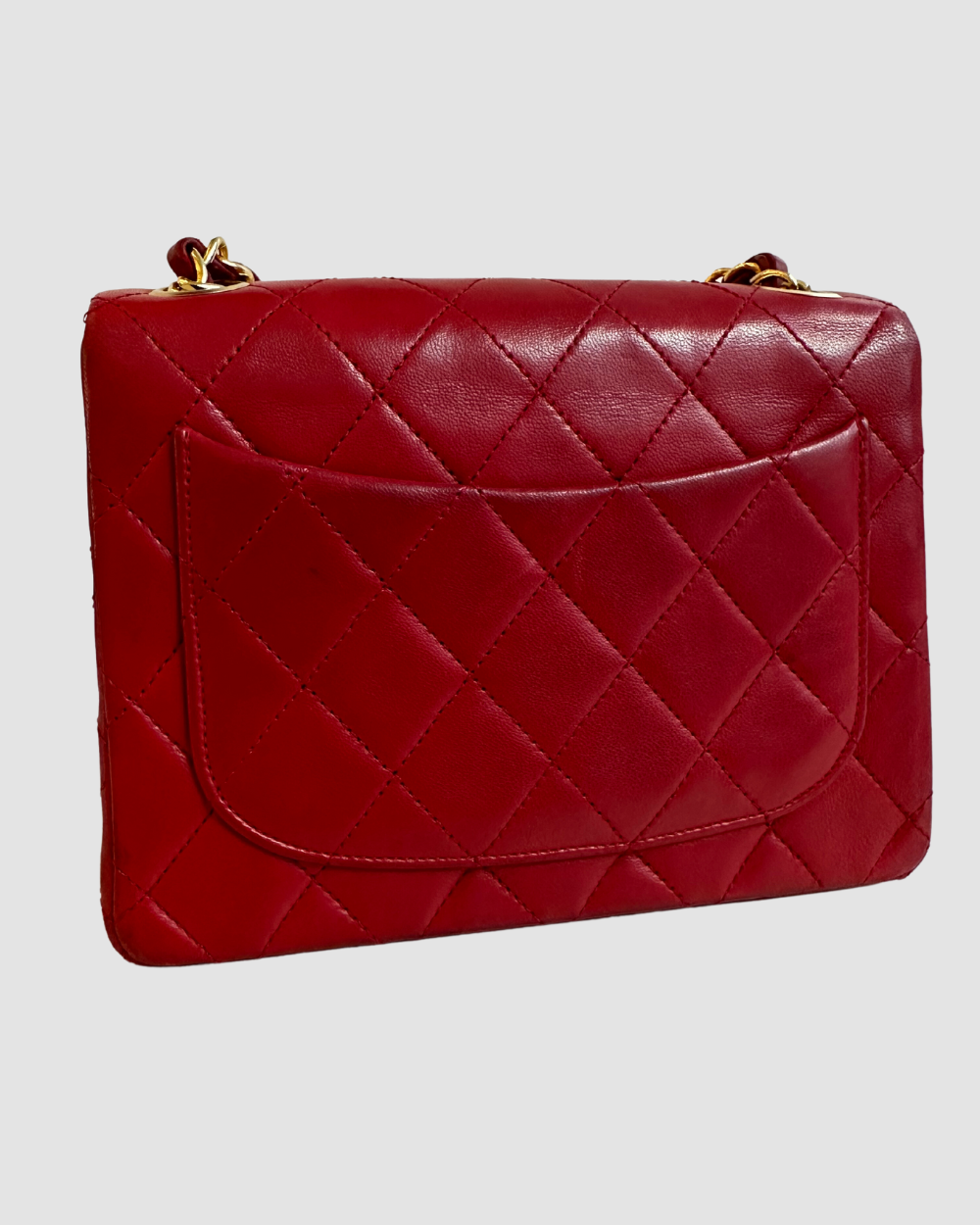 Chanel Vintage Mini Red Lambskin Square Flap Bag GHW