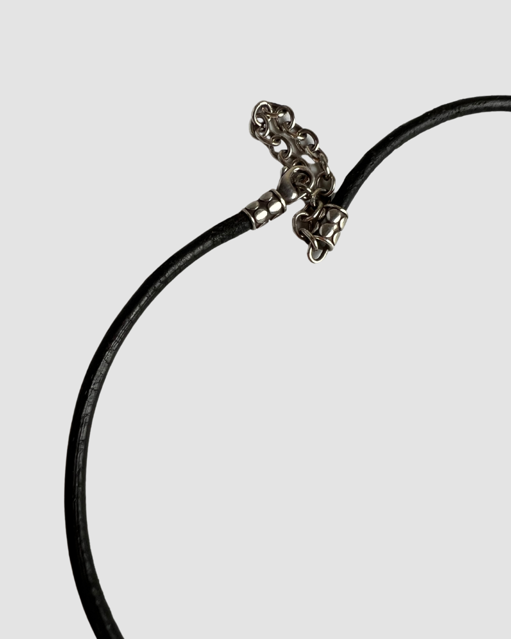 John Hardy Sterling Silver Dot Cylinder Leather Necklace