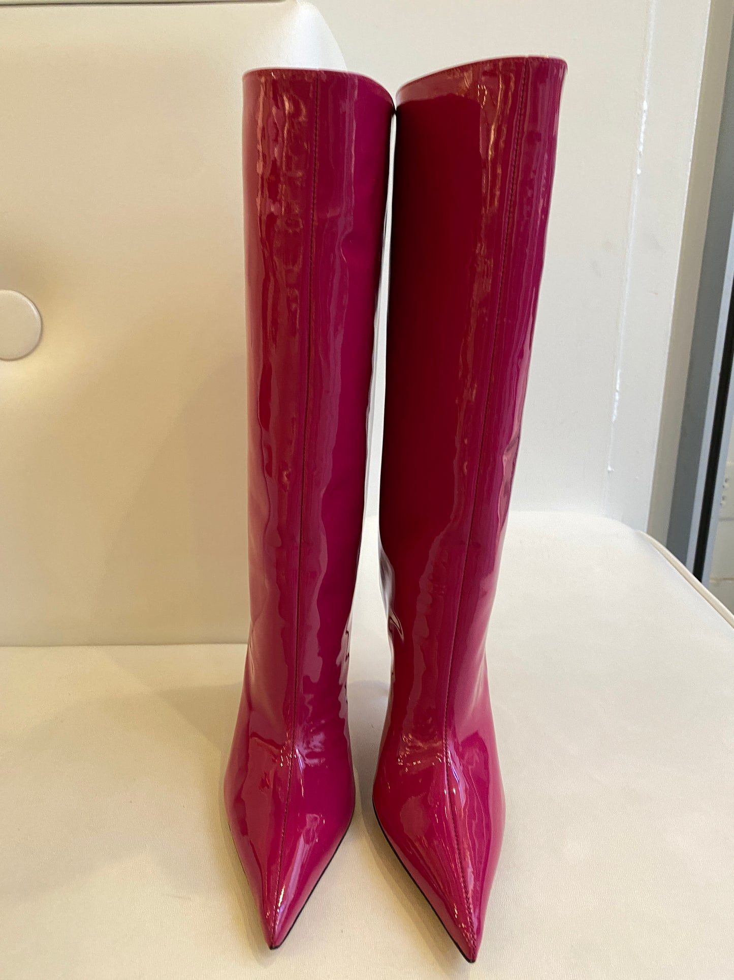 Amina Muaddi Magenta Boots