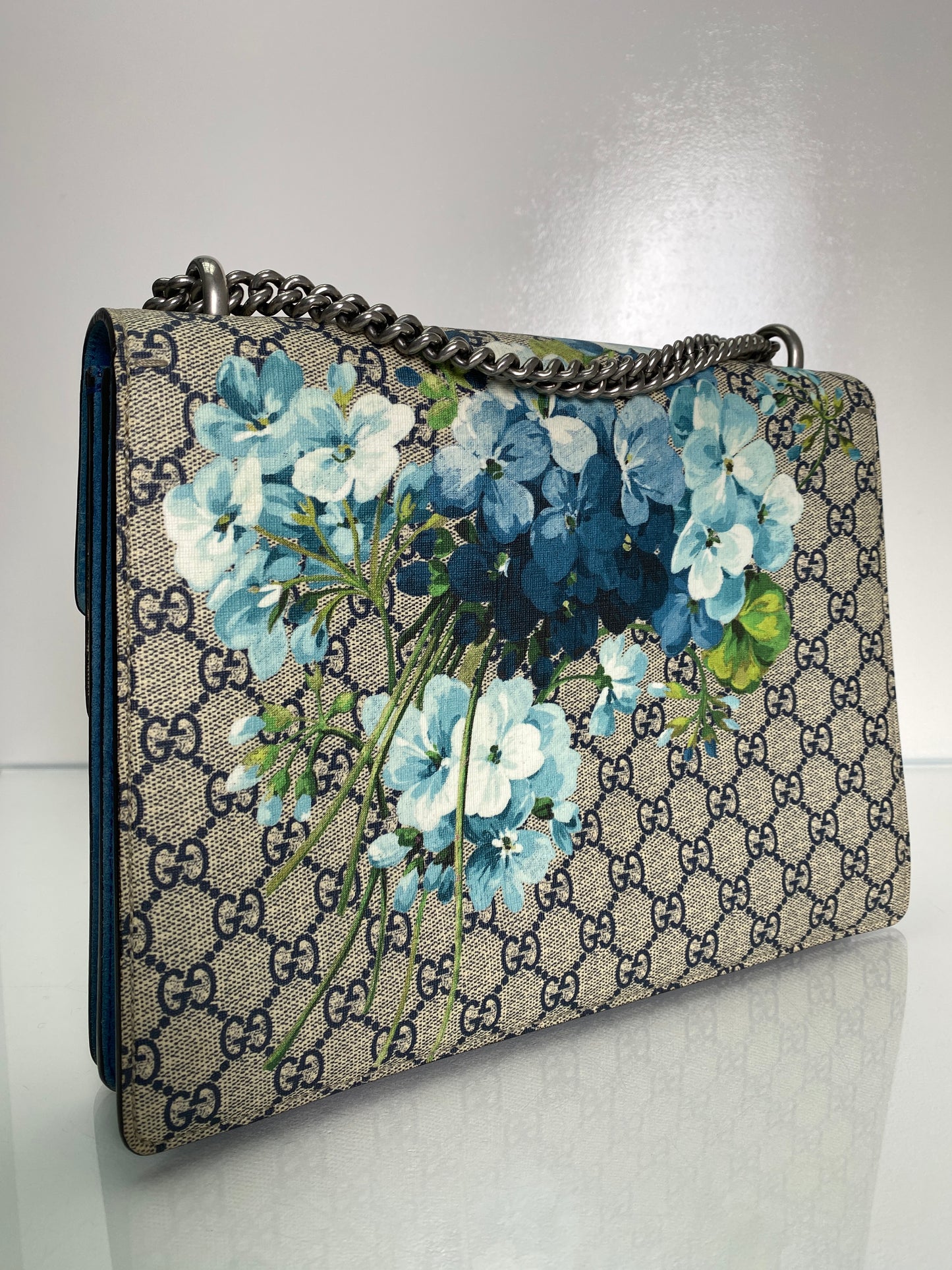 Gucci Blue Floral Supreme Dionysus Bag SHW