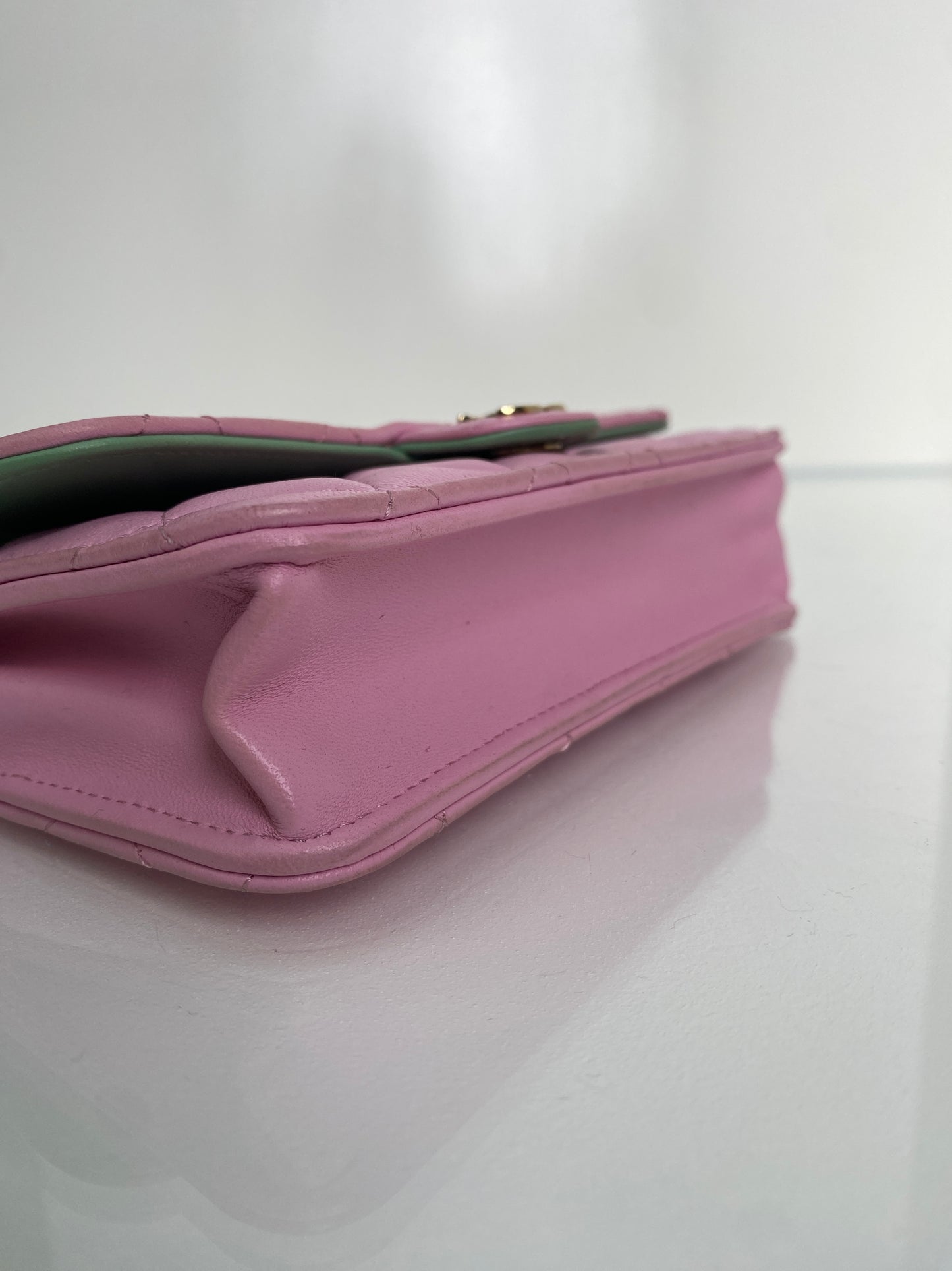 Chanel Pink & Green Top Handle Phone Holder Crossbody Bag GHW
