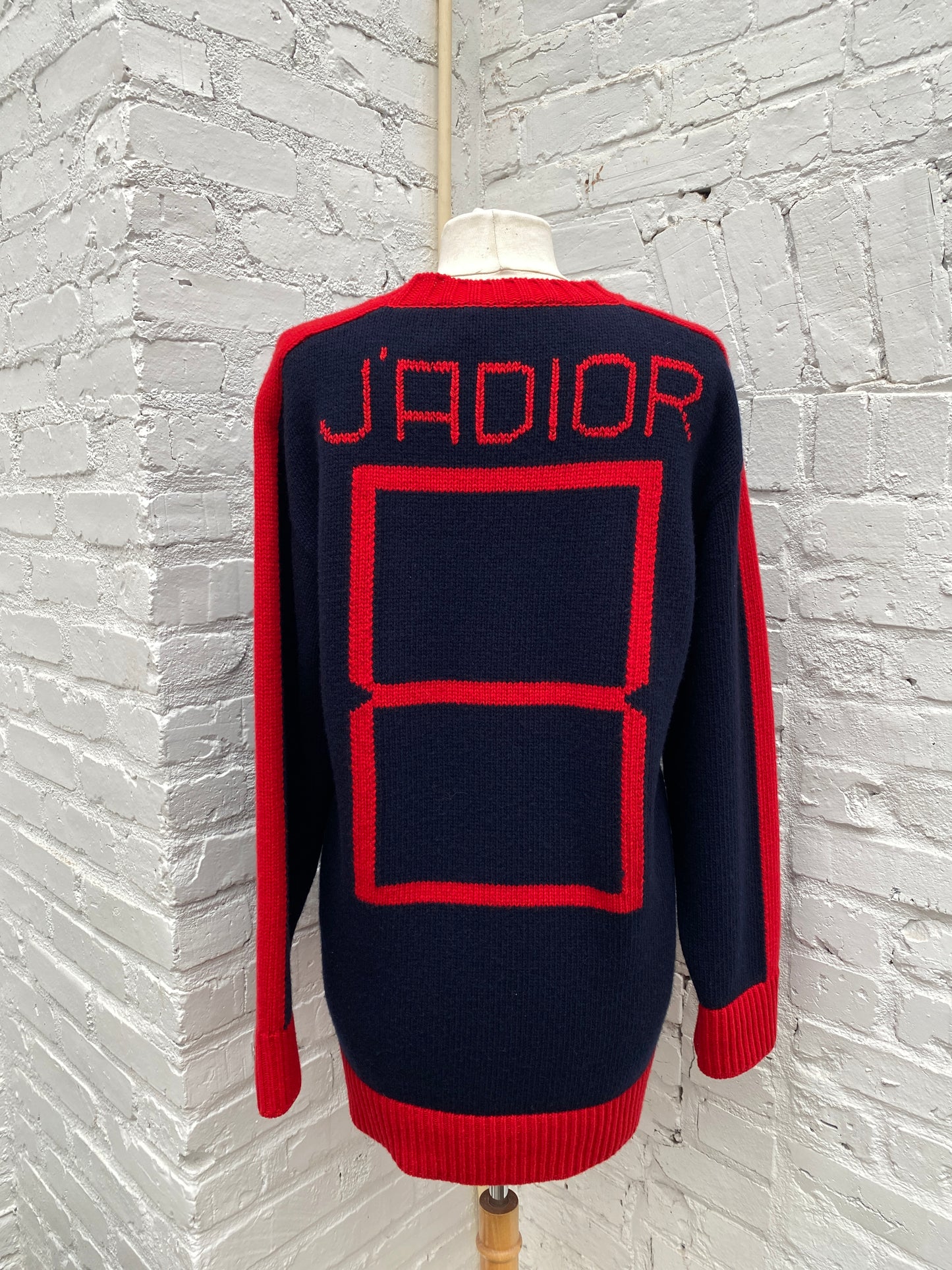 Dior Navy & Red Wool & Cashmere Oversized Sweater, 40