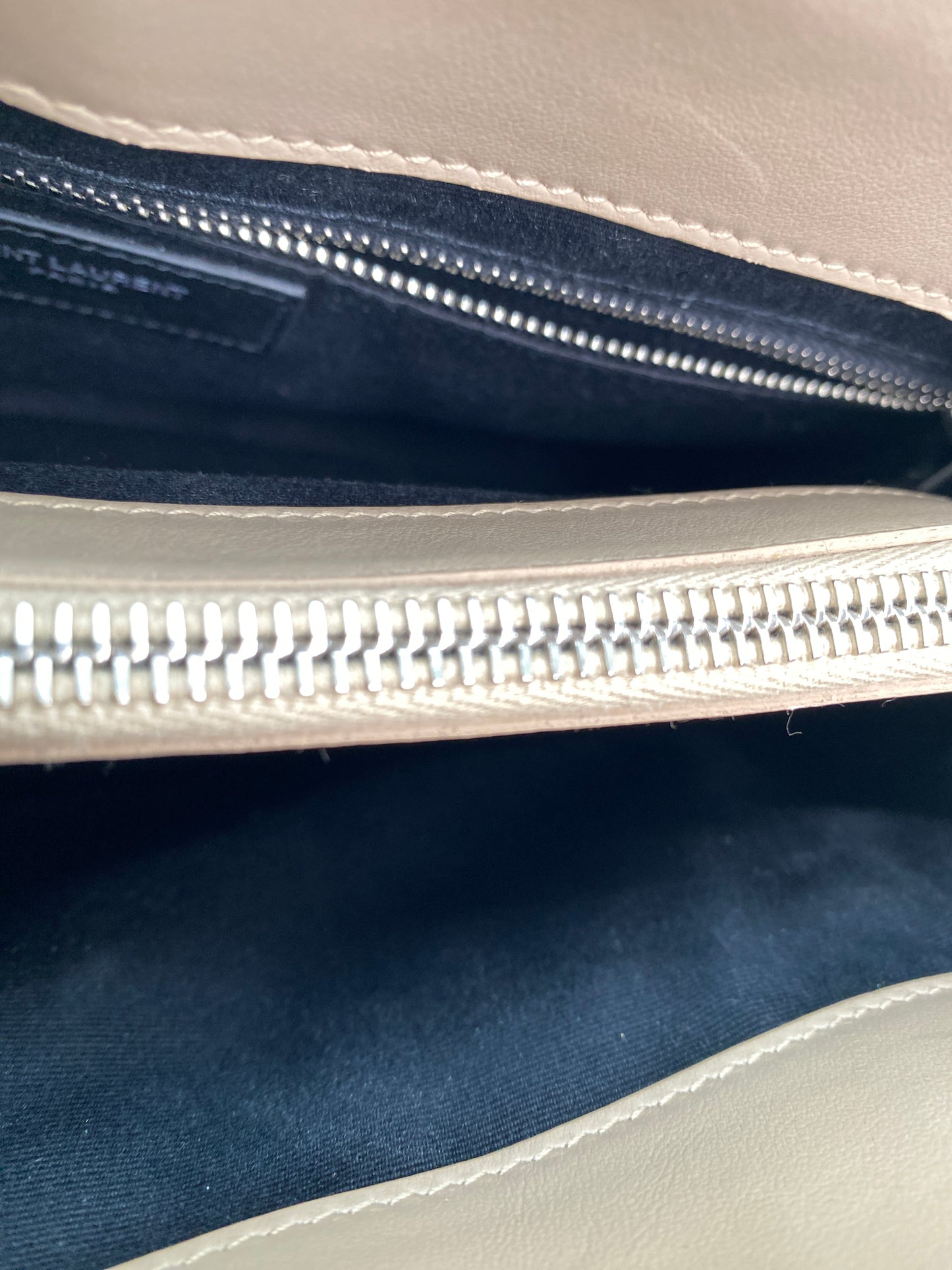Saint Laurent Lou Lou Beige Leather Shoulder Bag SHW