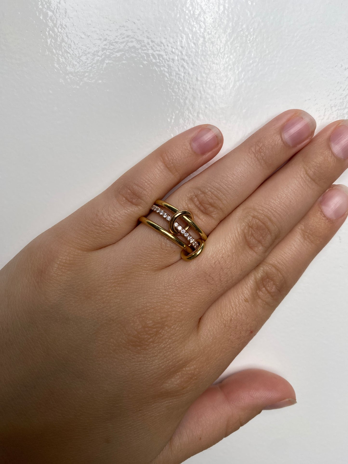 Spinelli Sonny Gold/Diamond Linked Ring 6.75