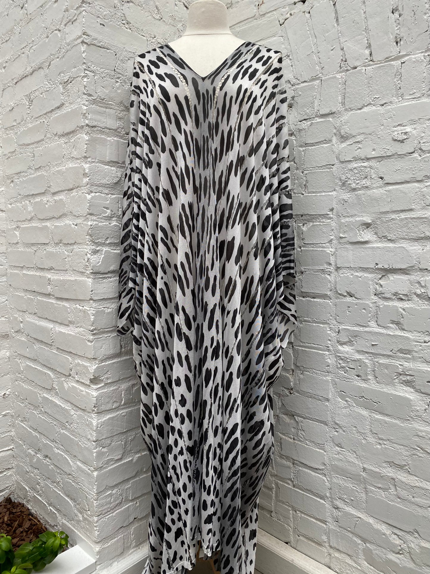 Tom Ford White & Black Polka Dot Distresses Caftan, O/S