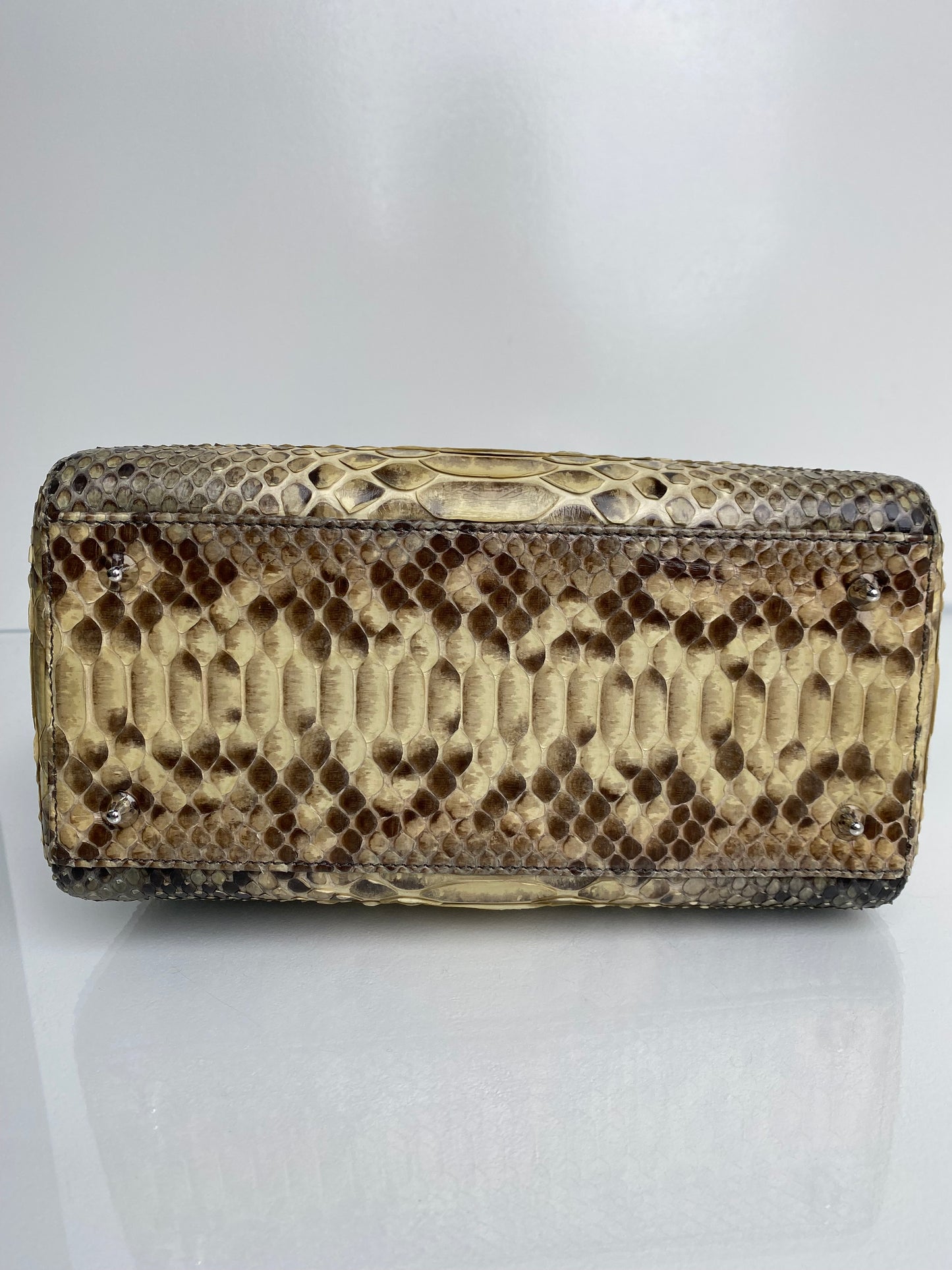 Christian Dior Lady Dior Yellow & Black Python Bag SHW