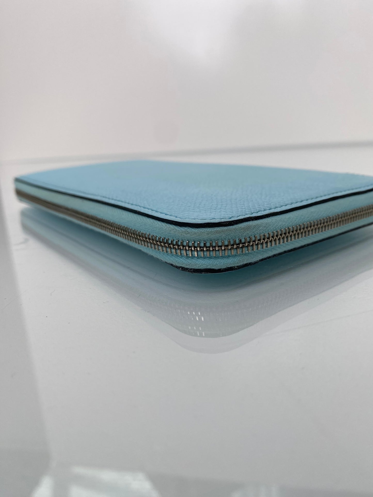 Hermes Azap Silk Blue Atoll Epsom Zip around Long wallet PHW