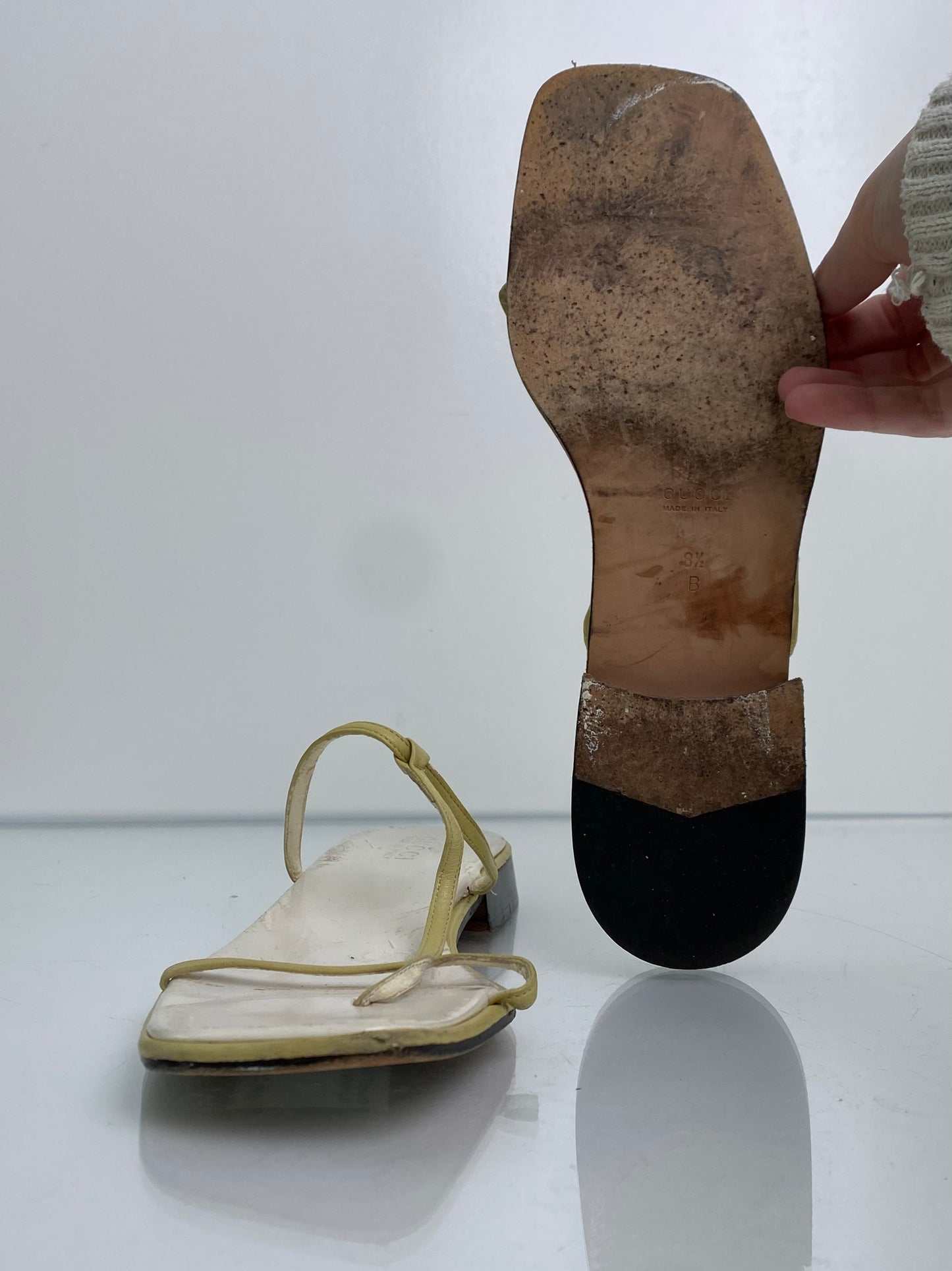 Gucci Gold T Strap Sandals (AS IS), 8.5