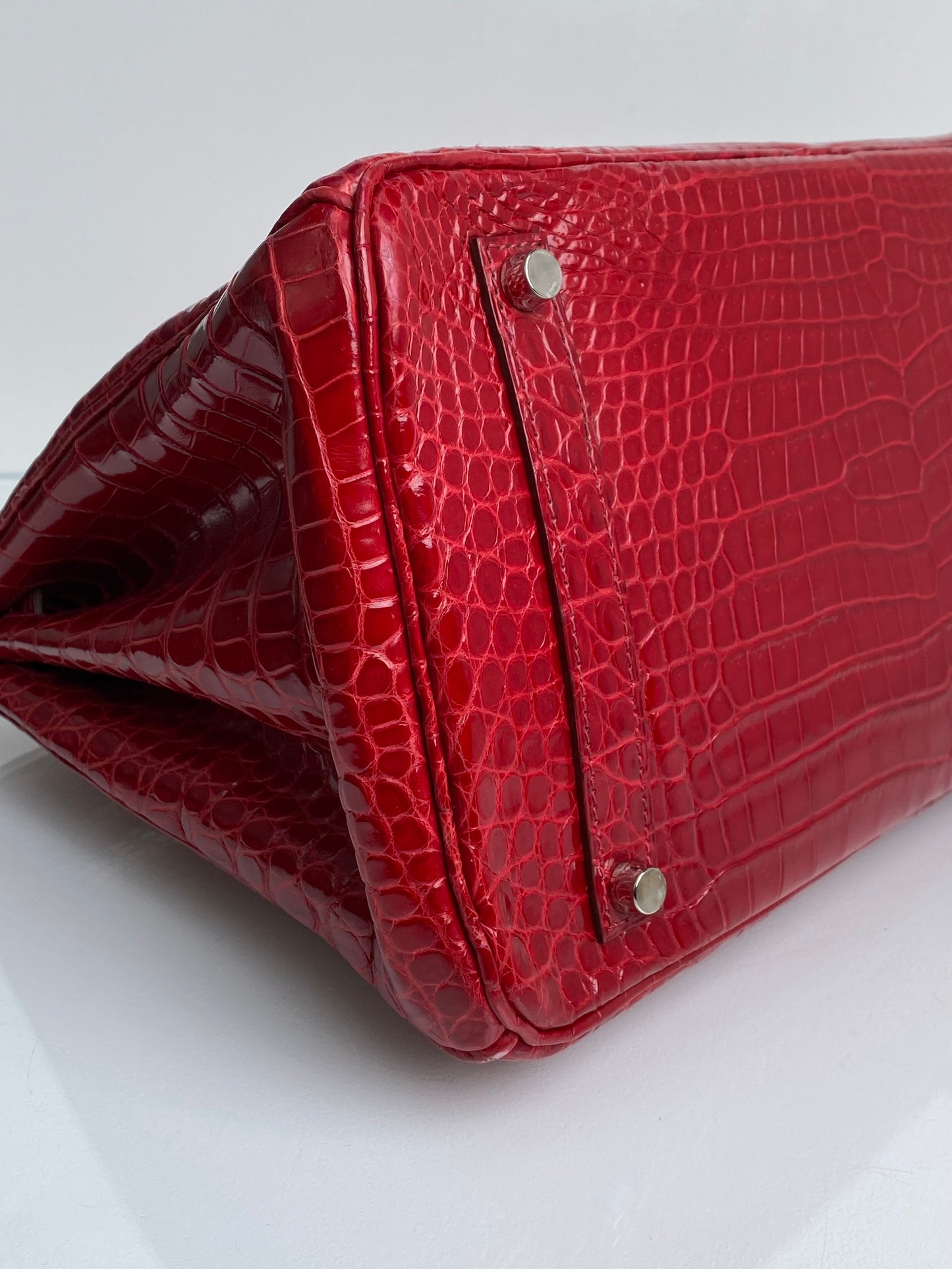 Hermes Birkin 35 Braise Shiny Porosus PHW #O
