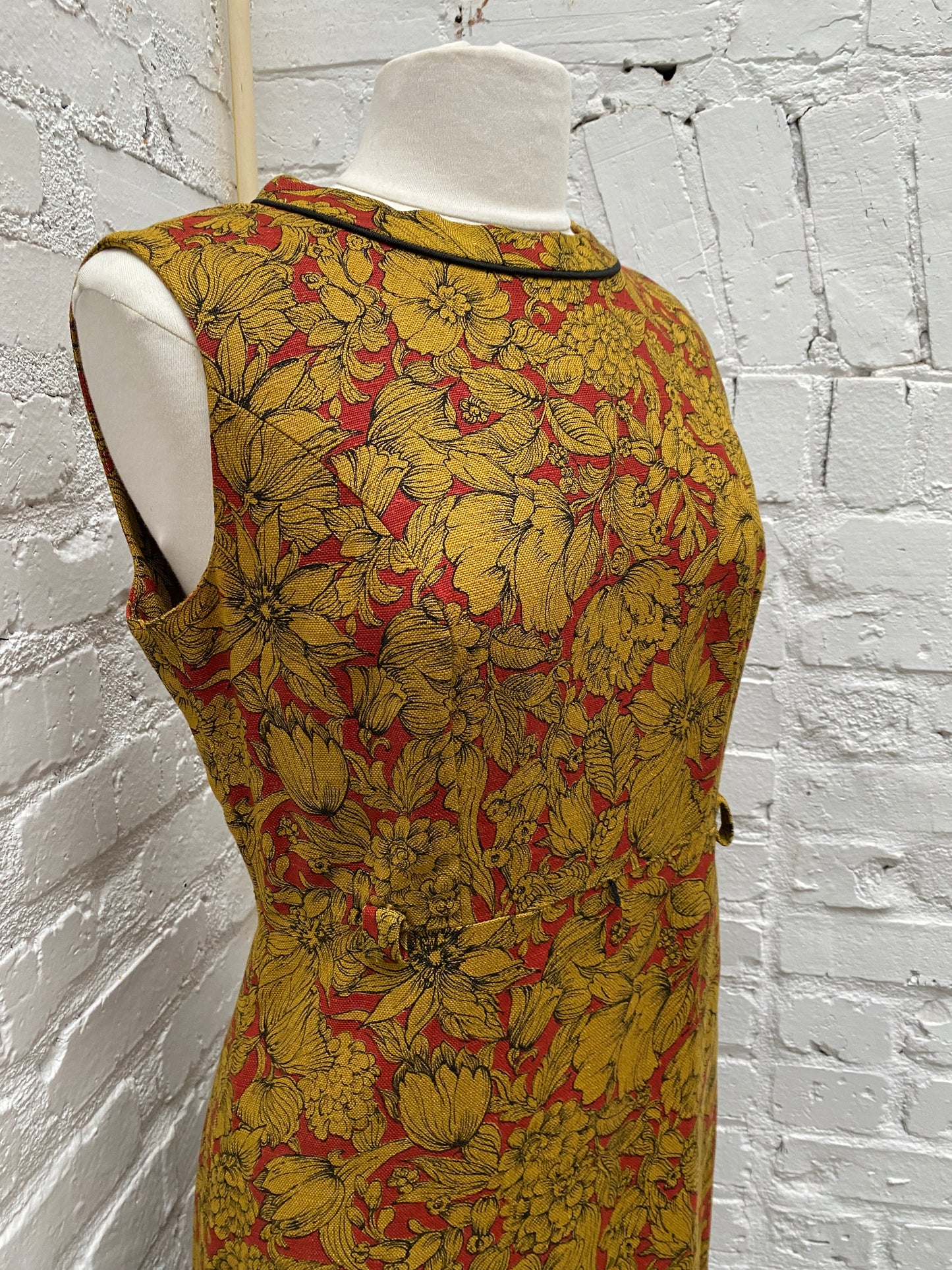 Stacy Ames Yellow & Red Floral Dress, M