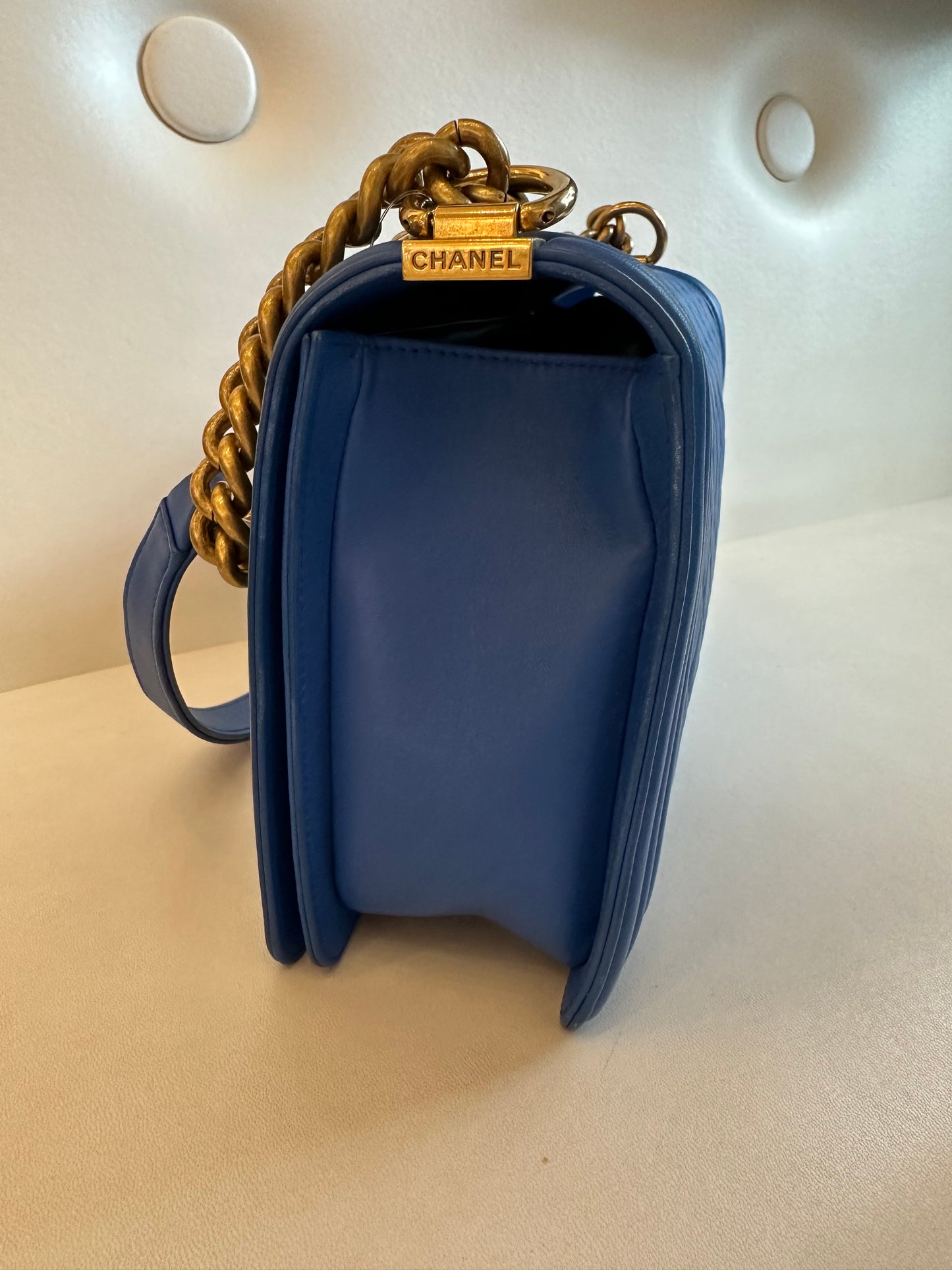 Chanel Boy Medium Lambskin Blue GHW #21